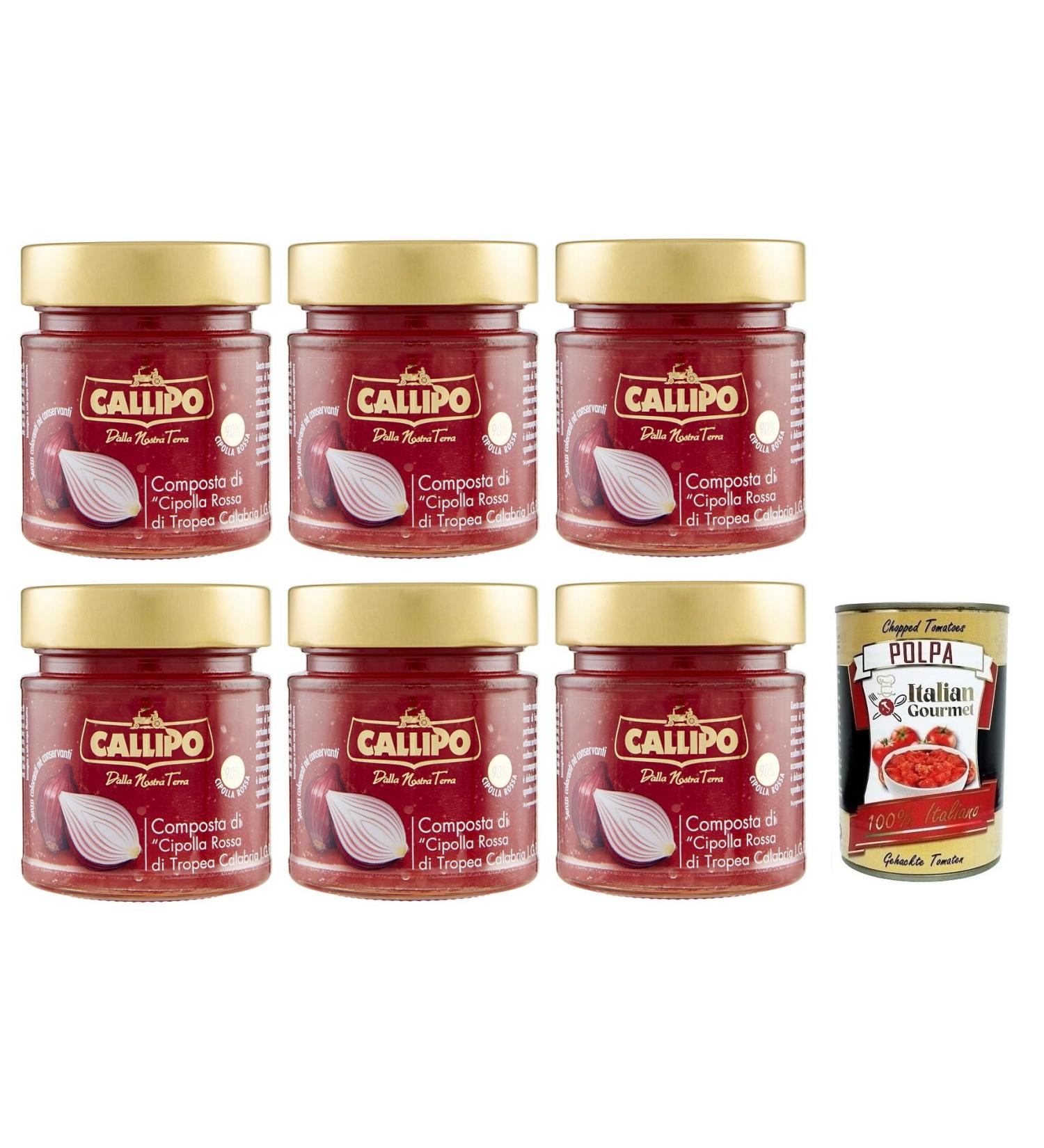  Italian Gourmet E.R. Callipo Compote Di Cipolla Rossa di Tropea Calabria PGI Red Onion Compote from Tropea Calabria 300 g Glass + Italian Gourmet Tomato Pulp Box 400 g - Buy Online on GoSupps.com