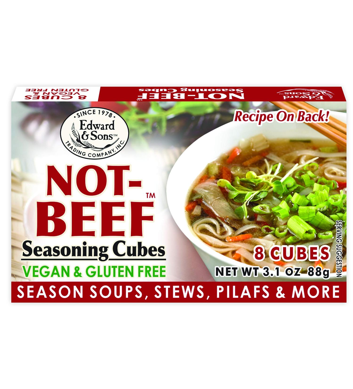 Edward & Sons Not-Beef Bouillon Cubes - 12 Pack (3.1 oz each) | Vegan Broth Flavor - Buy Online on GoSupps.com