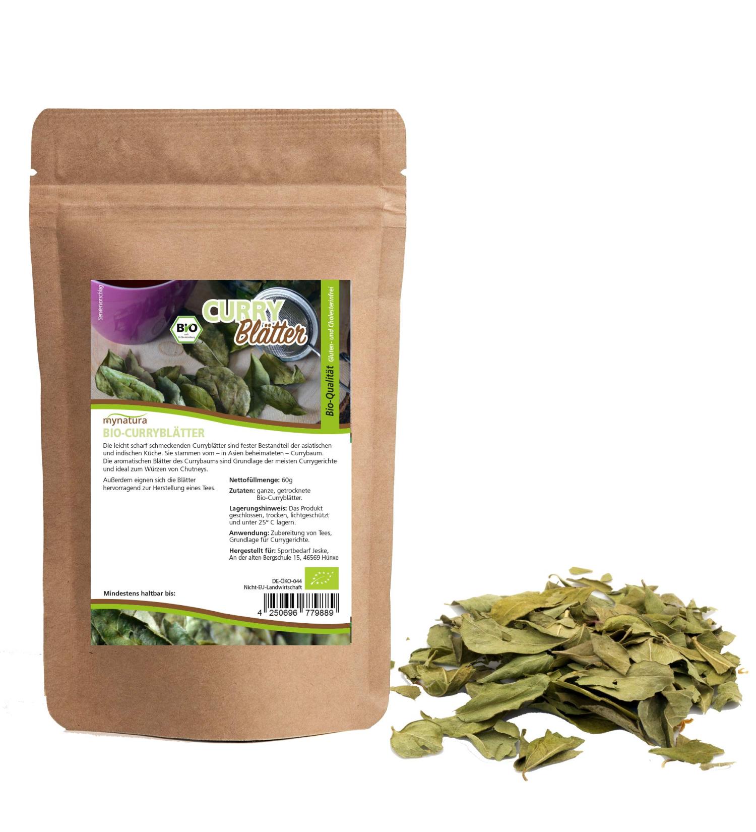 Mynatura Organic Curry Leaves 2x60g | Pure Herbal Spice for Cooking | Raw Food Quality | De- ko-044 Certified - Buy Online on GoSupps.com