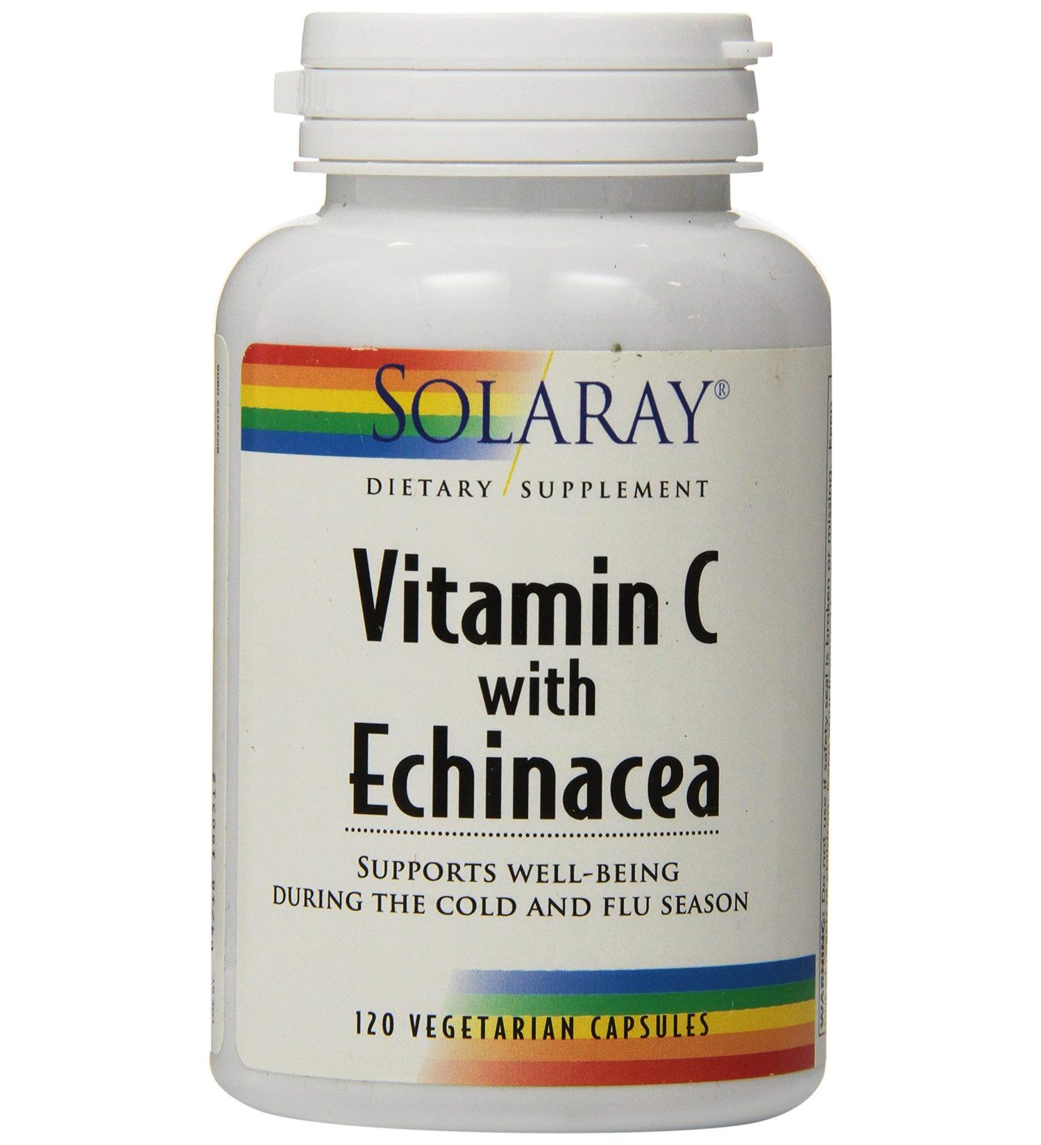 Solaray Vitamin C Echinacea 500 mg - Immune Support, 120 VegCaps - Buy Online on GoSupps.com