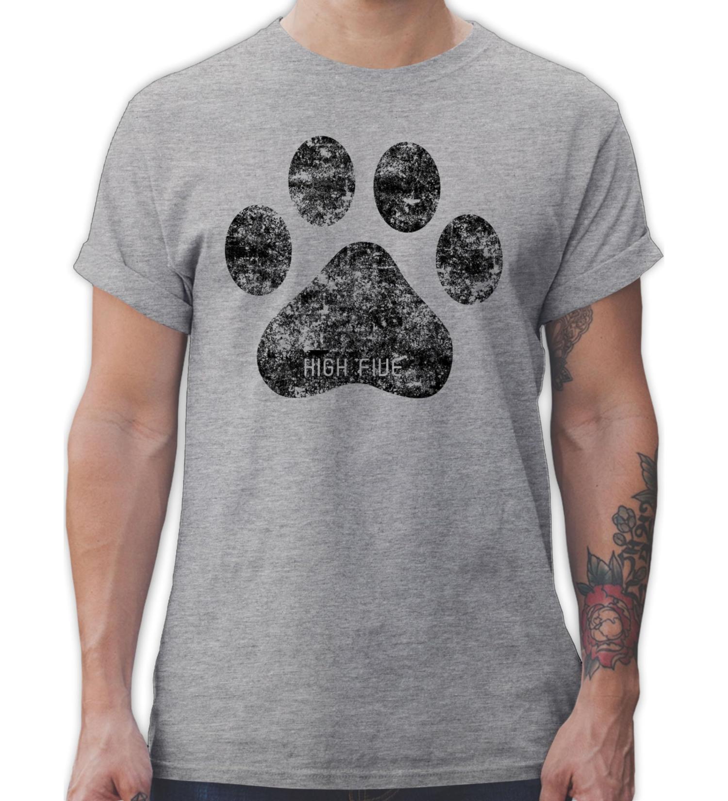 Shirtracer Men's T-Shirt - High Five Dog Paw Design | Perfect Gift for Dog Owners - Grey Mottled L - Buy Online on GoSupps.com