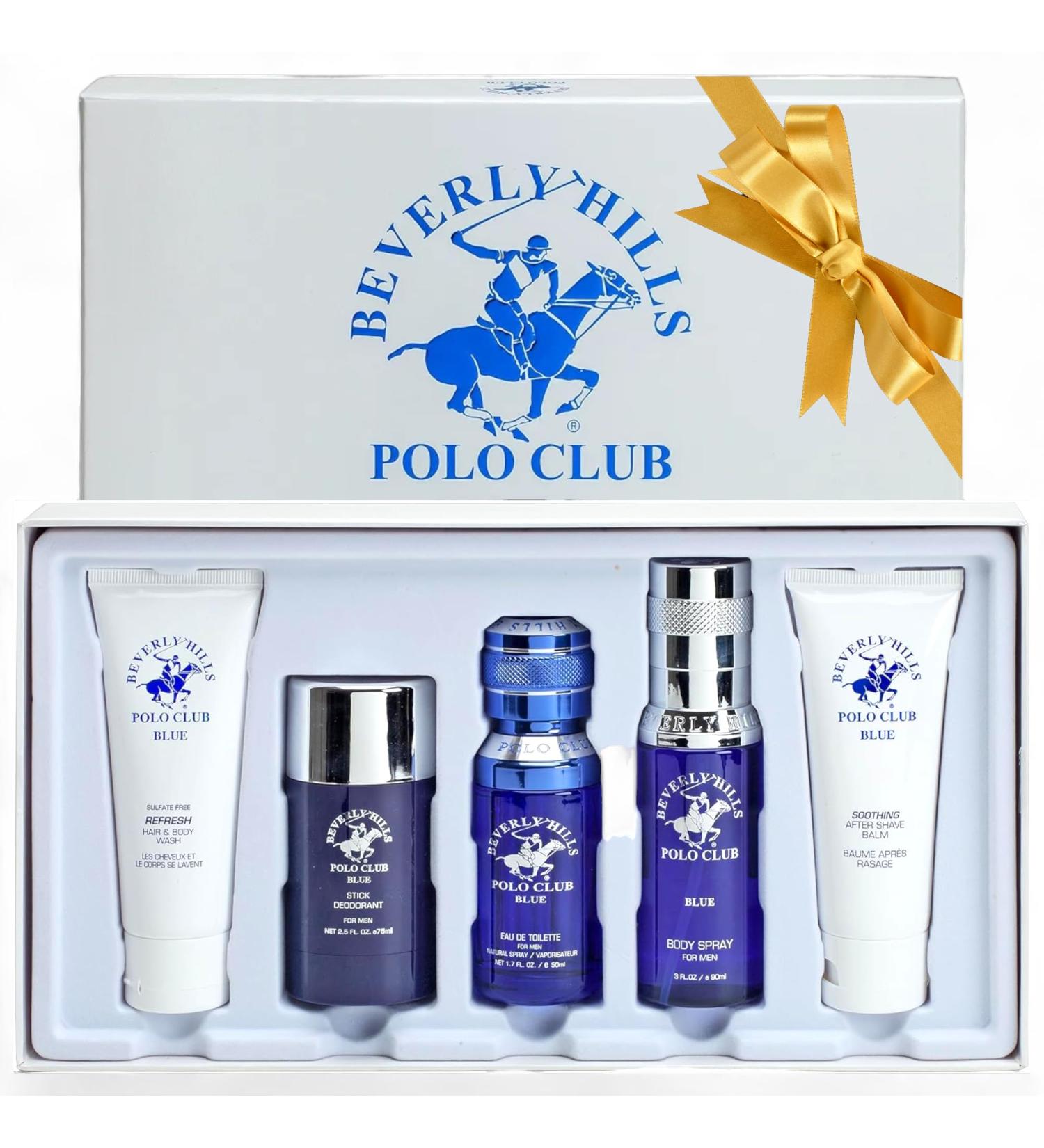Beverly Hills Polo Club BHPC Cologne 5 Piece Gift Set for Men | Eau de Toillete Deodorant Shower Gel Body Wash Body Spray Fragrances (Blue) - Buy Online on GoSupps.com