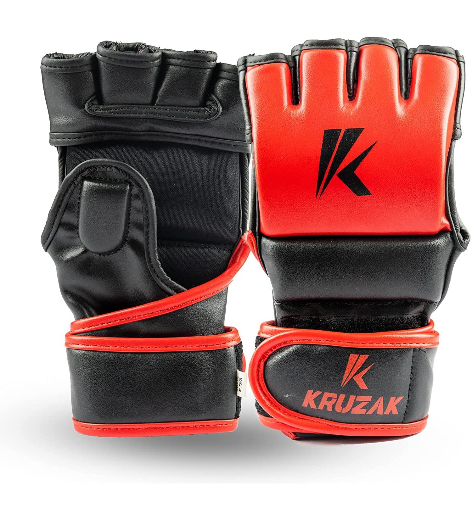Kruzak Half-Finger MMA Gloves for Men and Women - Red Small-Medium - Buy Online on GoSupps.com