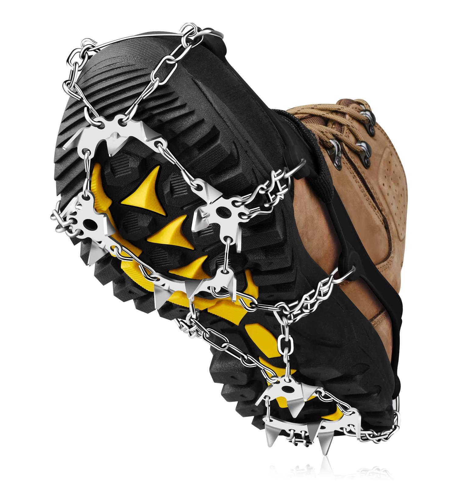 LECEVOCY 19 Spikes Stainless Steel Crampons for Shoes & Boots | Snow Cleats for Hiking on Ice and Snow | Mountain Medium Black - Buy Online on GoSupps.com