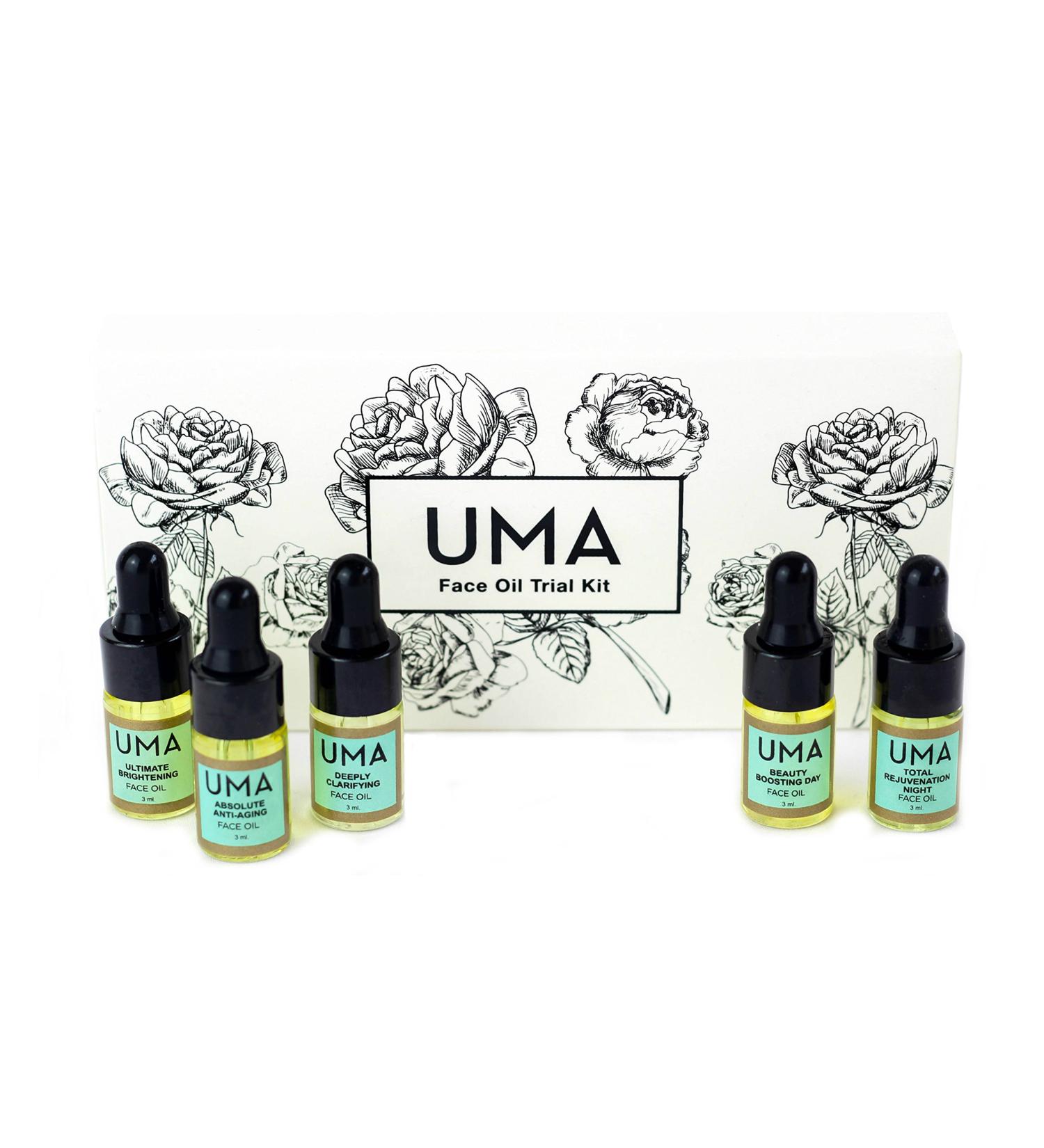 Uma Face Oil Trial Kit - Anti-Aging Moisturizing & Brightening for Dark Spots & Redness | Premium Skincare (5ml Bottles - Buy Online on GoSupps.com