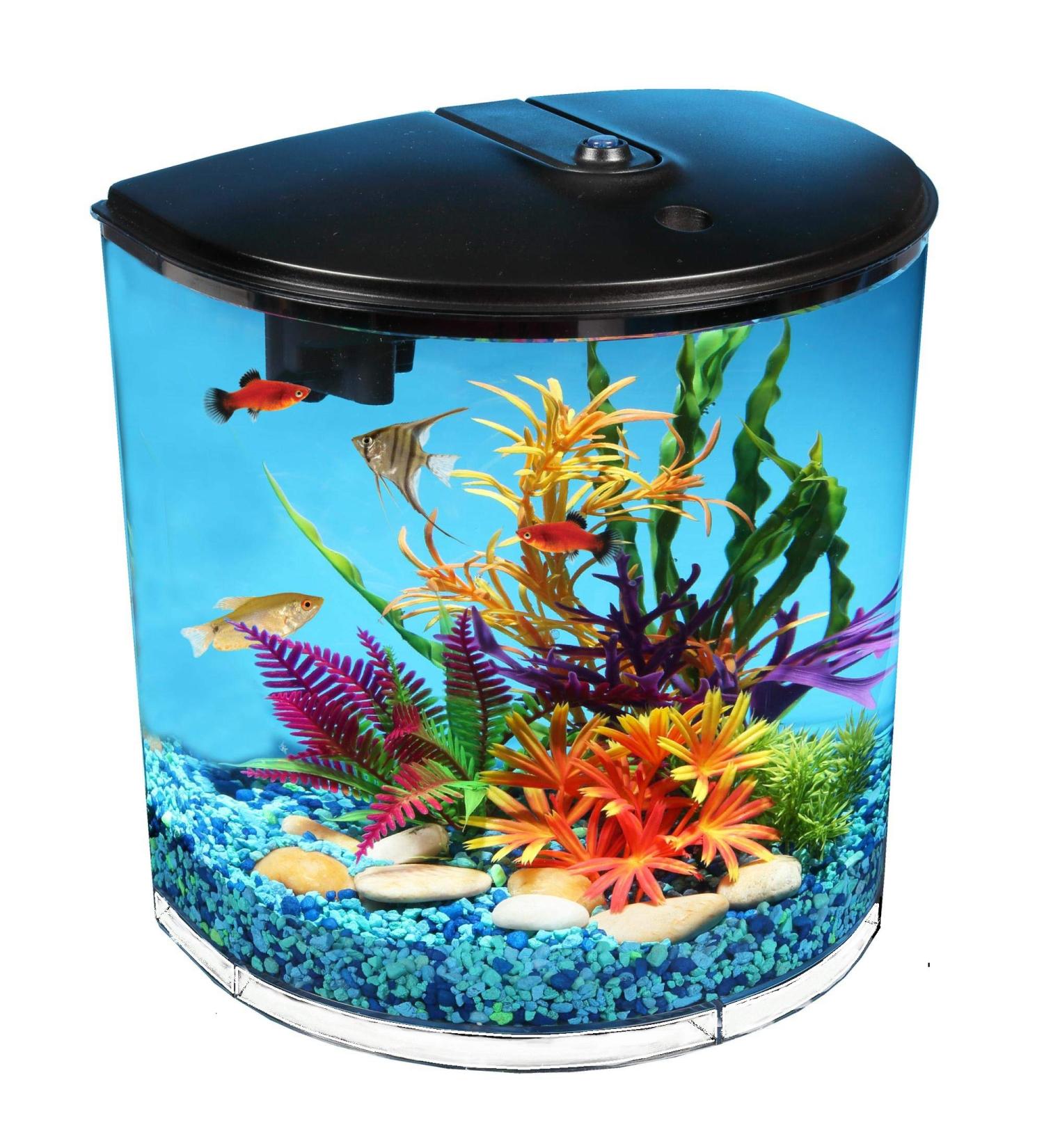 AquaView 3.5-Gallon Aquarium Starter Kit with Power Filter & LED Lighting - Ideal for Various Fish - 7 Color Selections - Buy Online on GoSupps.com