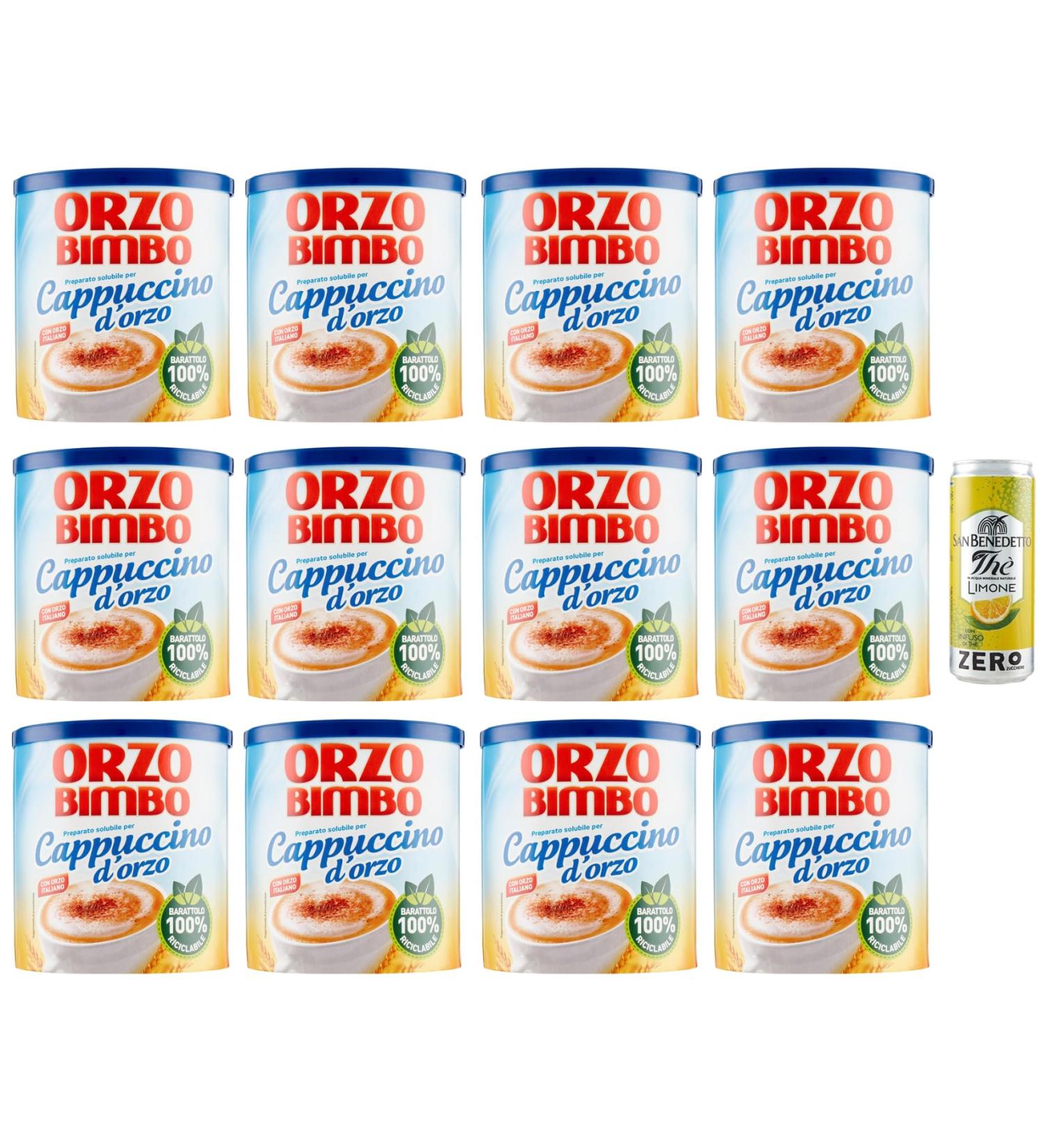 Orzo Bimbo Cappuccino D'orzo Solubile Lot de 12 cappuccino solubles l'orge - Alternative sans caf ine de 150 g + 1 bo te de th glac San Benedetto au citron sans sucre - 330 ml - Buy Online on GoSupps.com