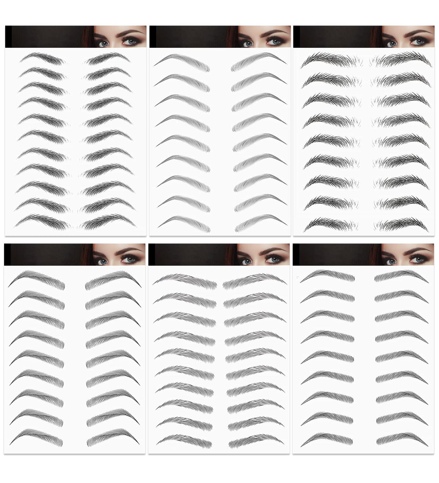 4D Waterproof Eyebrow Stickers - 6 Sheets, 66 Pairs Black, Arch Style for Women and Girls - Buy Online on GoSupps.com