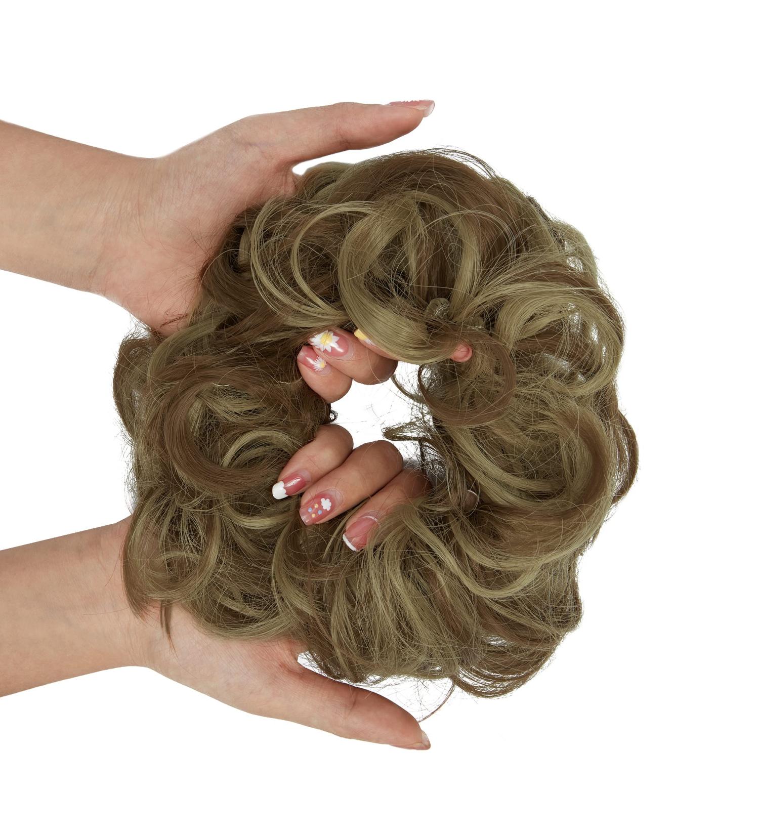 Messy Bun Hair Piece Updo Scrunchie Extension Ponytail Hair Accessory Light Brown Mix Ash Blonde | 1 PC - Buy Online on GoSupps.com