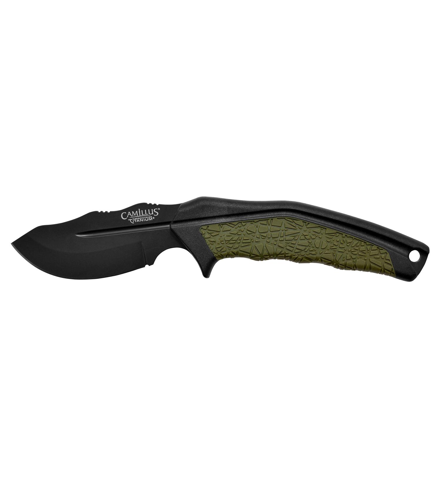 Camillus 19287 HT-8.5 Hunting Knife - 8.9cm Aus-8 Steel Blade with Ballistic Nylon Sheath | Durable GFN/TPE Handle | Black/Green | International Shipping Available - Buy Online on GoSupps.com