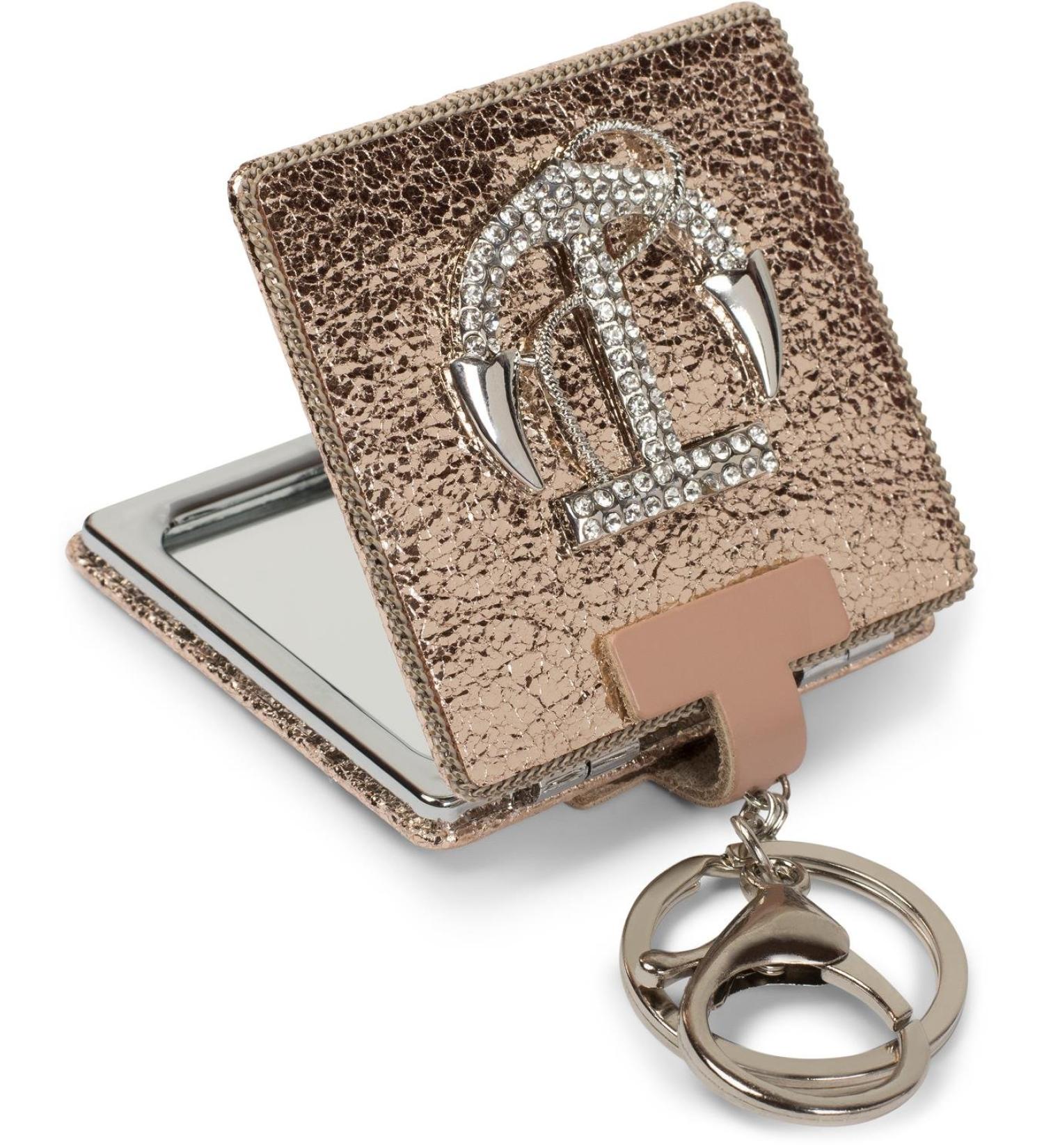 Stylbreaker Square Pocket Mirror with Rhinestone Anchor - 1x/3x Enlargement Compact & Foldable Rose Gold Metallic - Perfect for On-the-Go Beauty - Buy Online on GoSupps.com