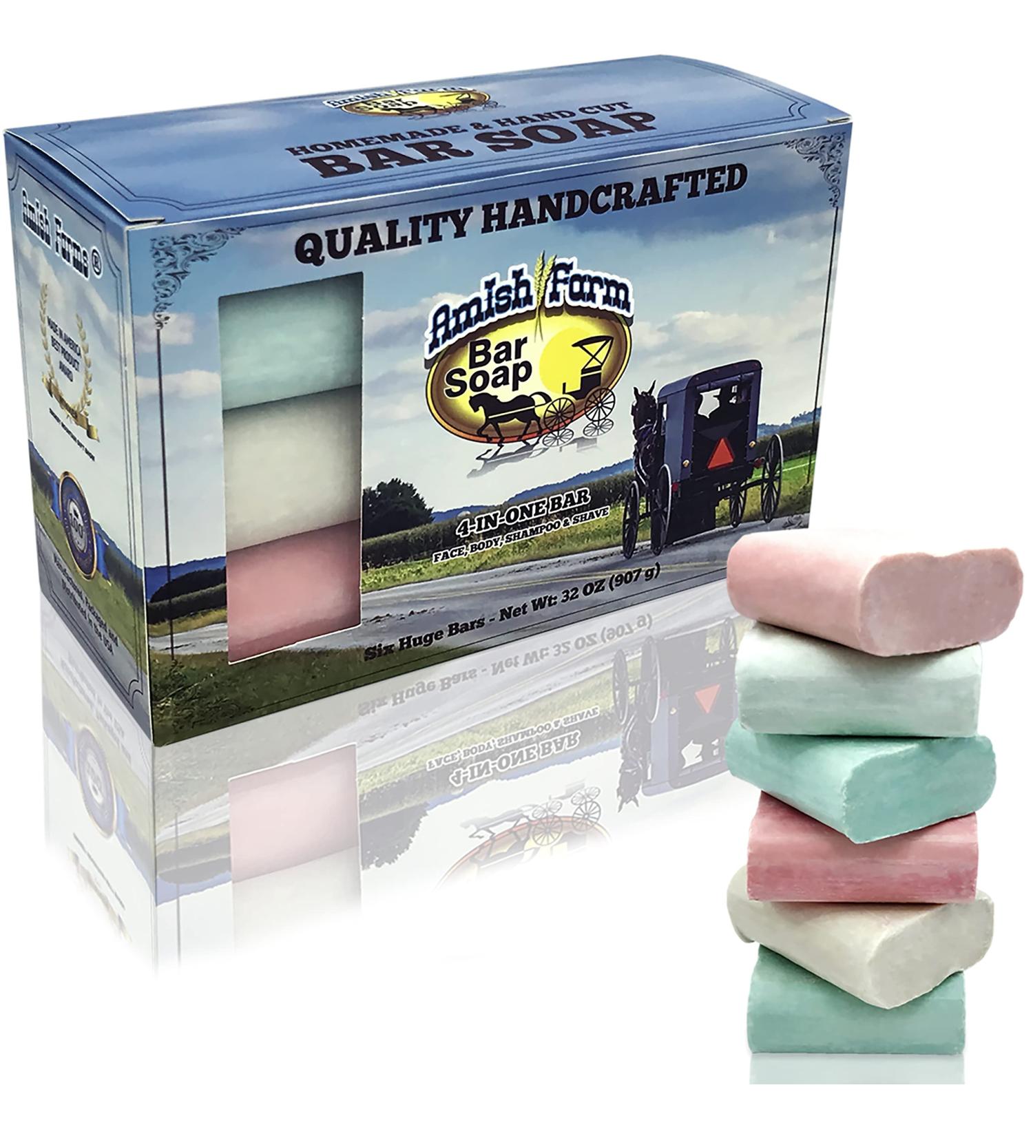 Amish Farms Natural Soap Bar (6 Bars) - Handmade in USA | All Natural & Vegan | Clean Wildflower Scent | Perfect Gift for Men or Women with Sensitive Skin - Buy Online on GoSupps.com
