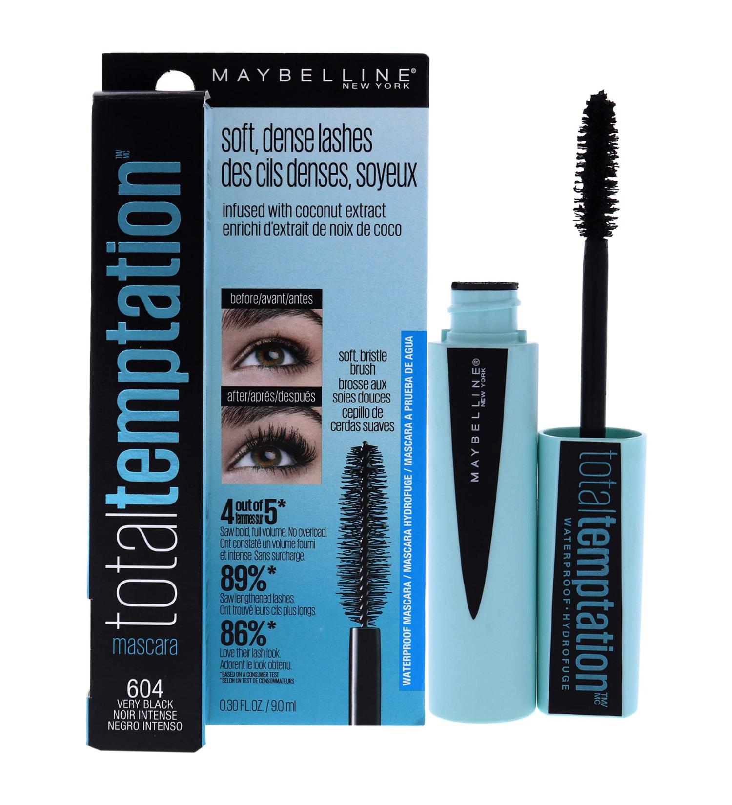 Maybelline New York Total Temptation Waterproof Mascara Very Black 0.3 Fl Oz - Pack of 1 - Buy Online on GoSupps.com