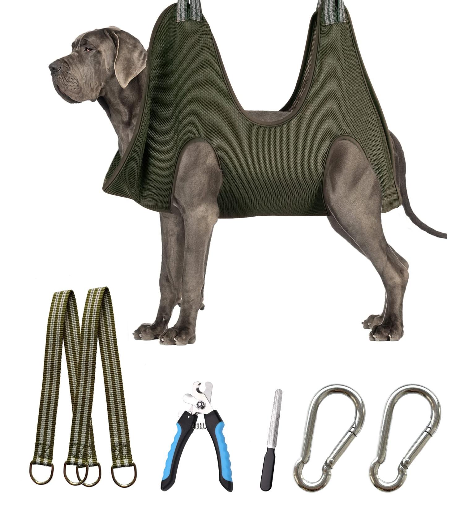 Kkiimatt Pet Care Hammock Harness for Small Dogs - Dog-Hinge Trim Hammock with Nail Clipper & Hooking Mat (XXX-LARGE 63kg Max - Green) | International Shipping - Buy Online on GoSupps.com