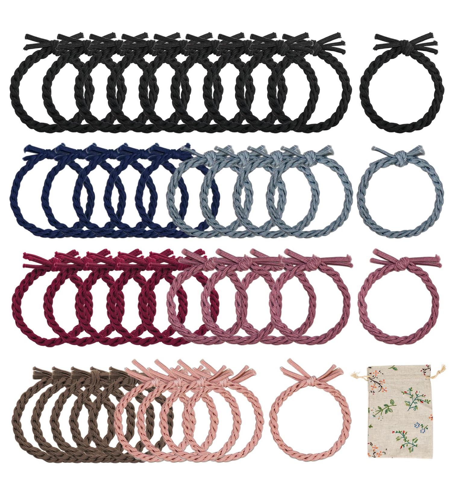 Stylish Braided Hair Ties - 40 Super-Elastic Hair Accessories for Thick Hair - 7 Colors - Perfect for Women & Girls - Buy Online on GoSupps.com