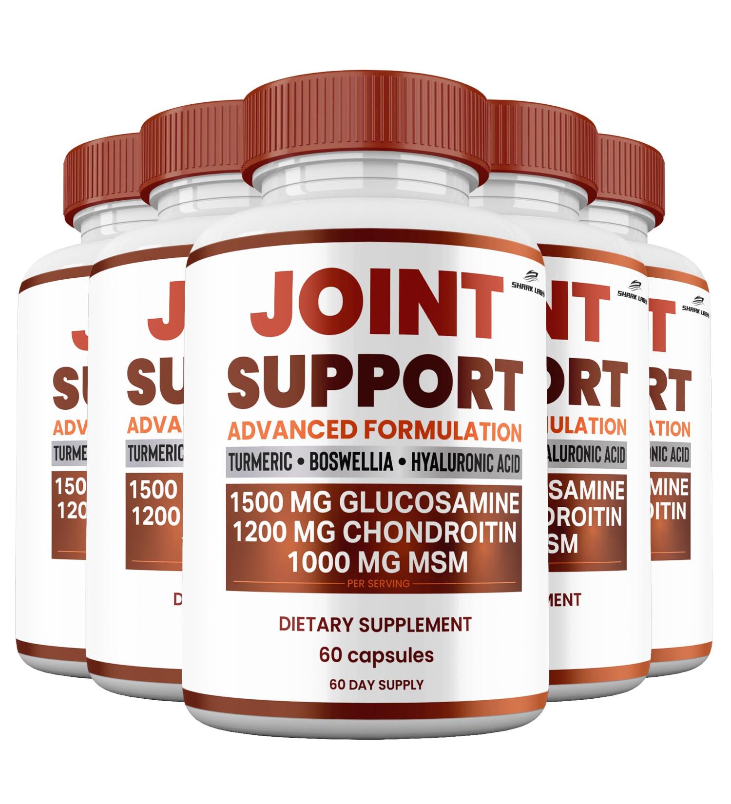 Shark Labs (5 Pack) Joint Support Capsules All Natural Premium Formula Maximum Strength Vitamin Joint Support Supplement Pills - Buy Online on GoSupps.com
