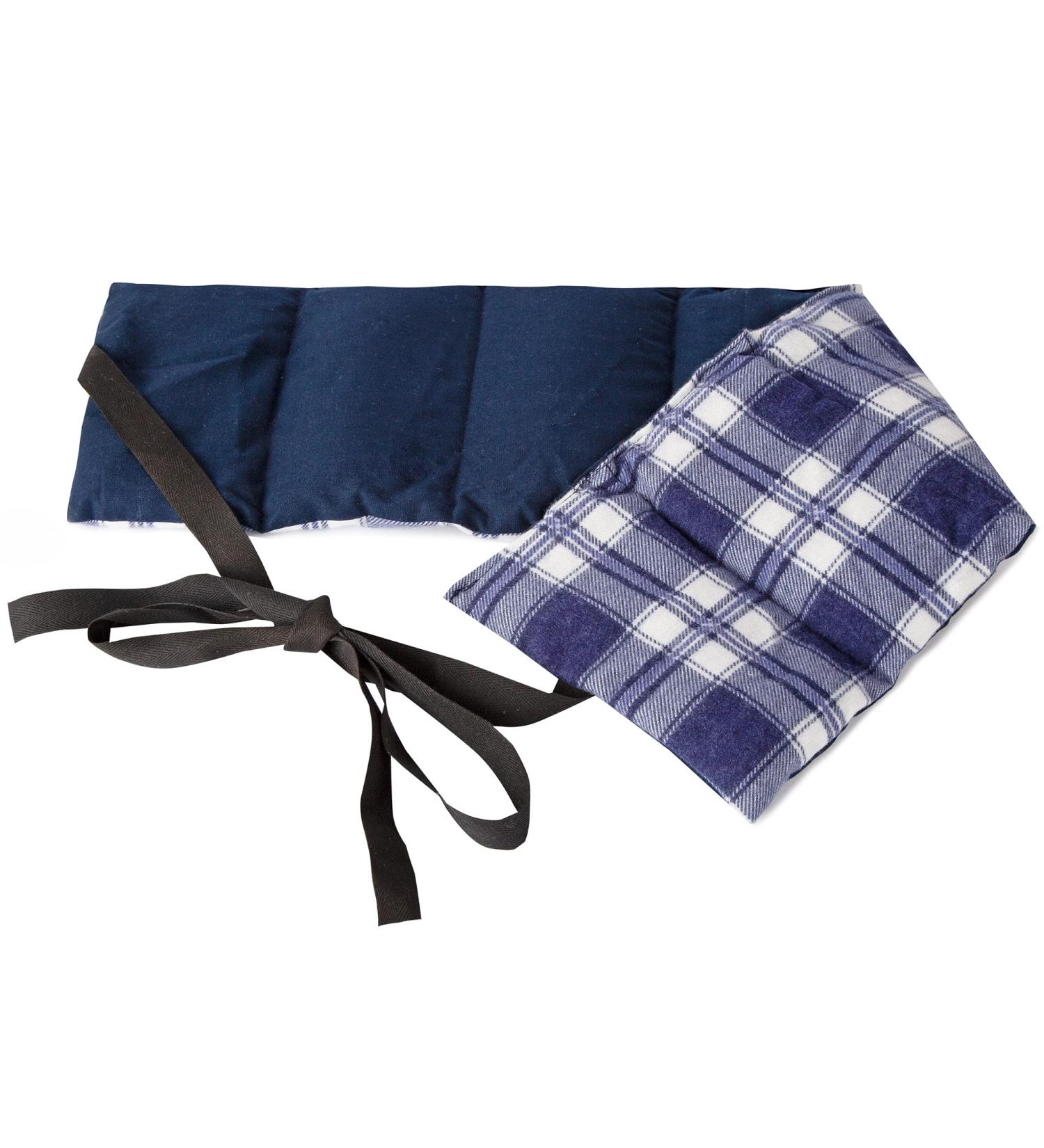 Linseed Pillow 7-Chamber with Band - 65x15 Heat Cushion Grain Pillow for Back & Lumbar Support | Blue Flannel Check - Buy Online on GoSupps.com
