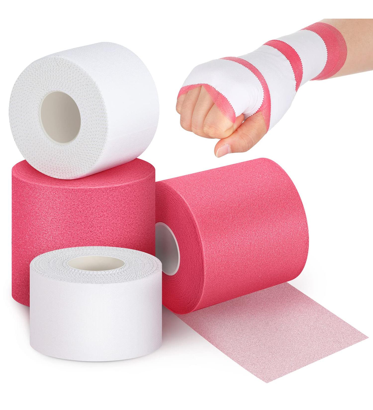 White Athletic Wrap Tape and Red Foam Prewrap Kit for Ankle Wrist Support - 4 Rolls Sports Tape Set for Climbing, Boxing, Football - 2.75 Inch x 89 Feet, 1.5 Inch x 33 Feet - Buy Online on GoSupps.com