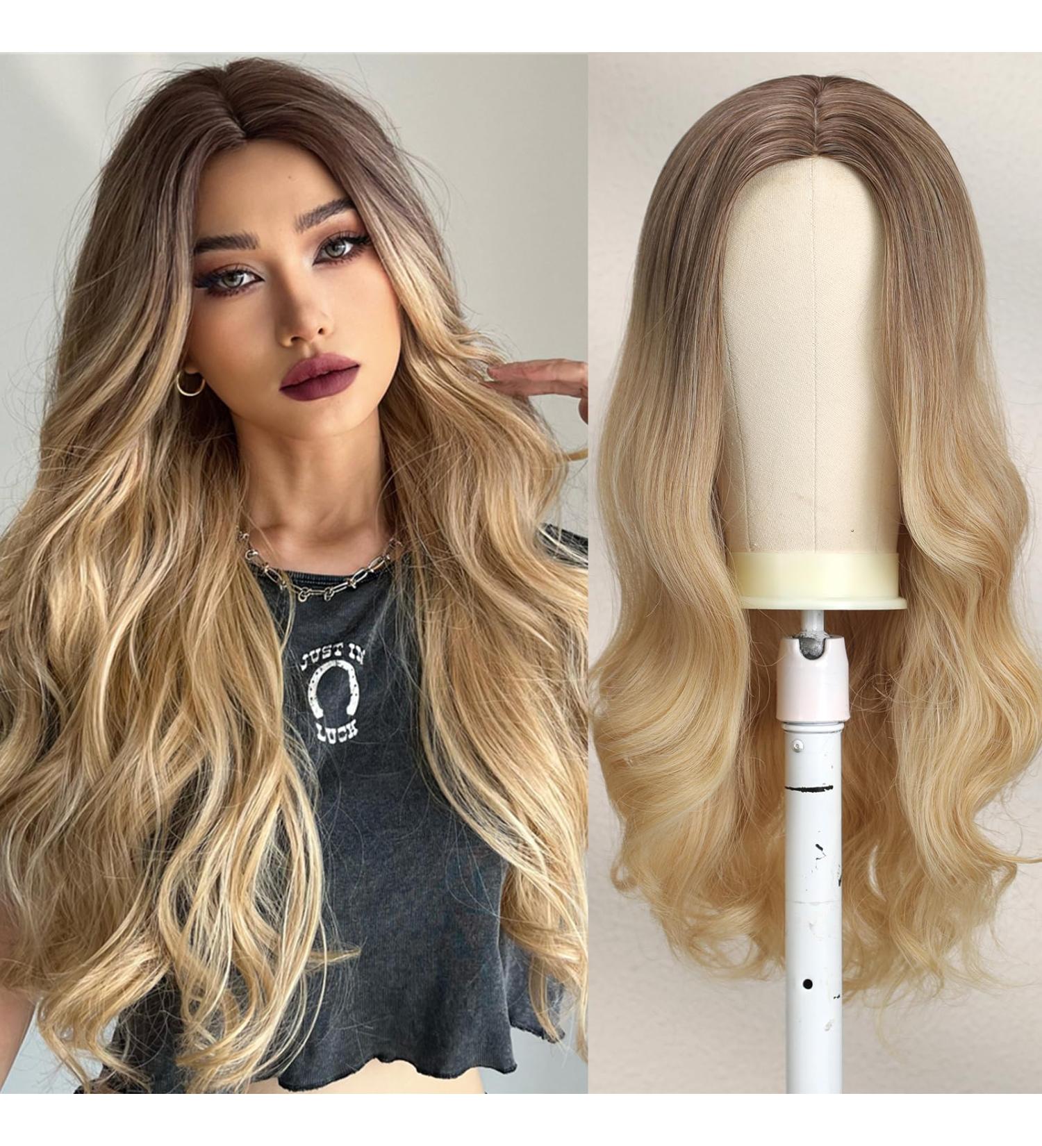 UEVIES 24-Inch Long Curly Ombre Blonde Wig - Heat Resistant Party Wig for Women | Perfect for Daily Use - Buy Online on GoSupps.com
