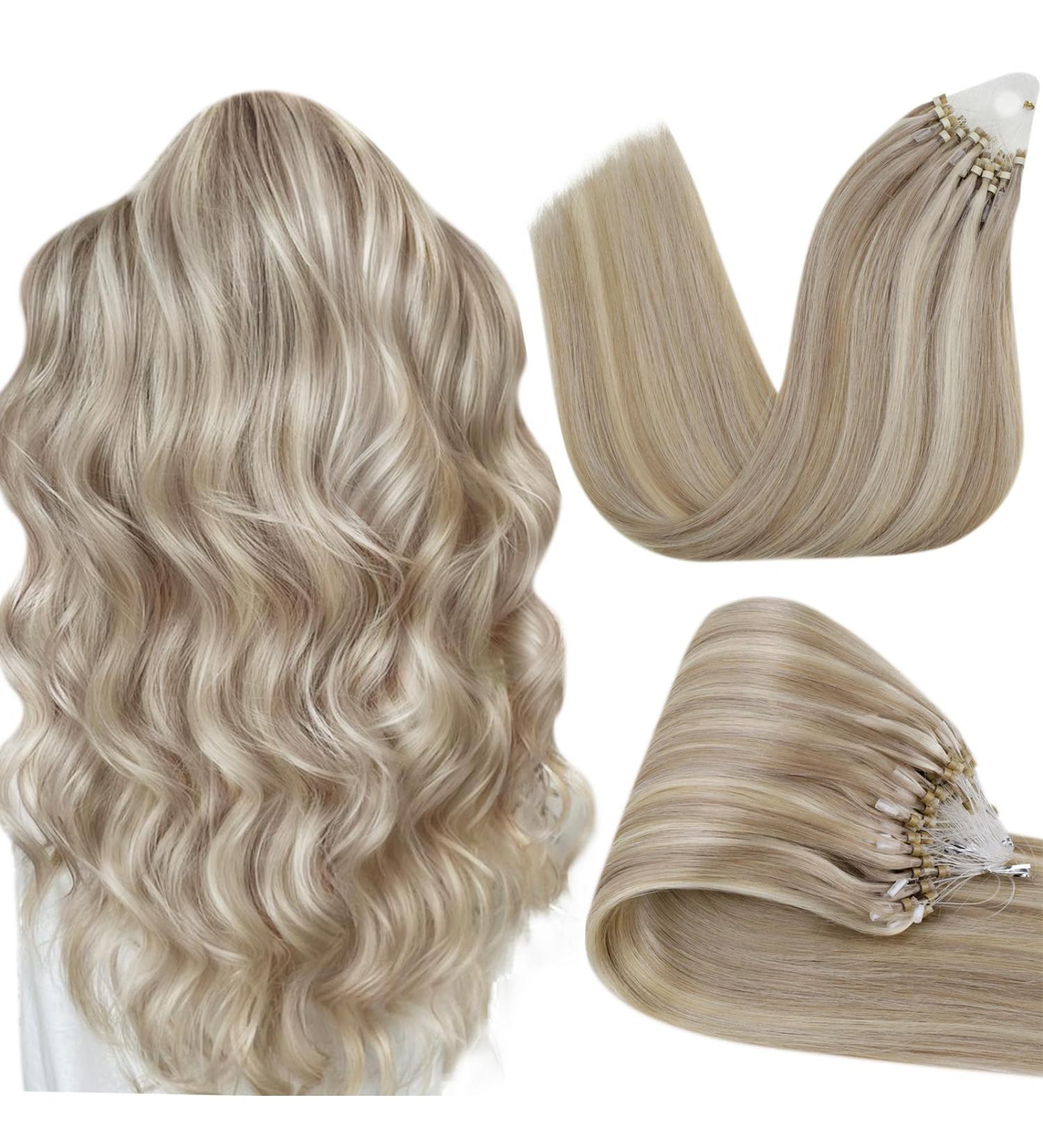 Buy Hetto Microring Real Hair Balayage Extensions - #P17/23 Light Blond Highlights - 50cm Remy Hair Extensions for Seamless Volume - Buy Online on GoSupps.com