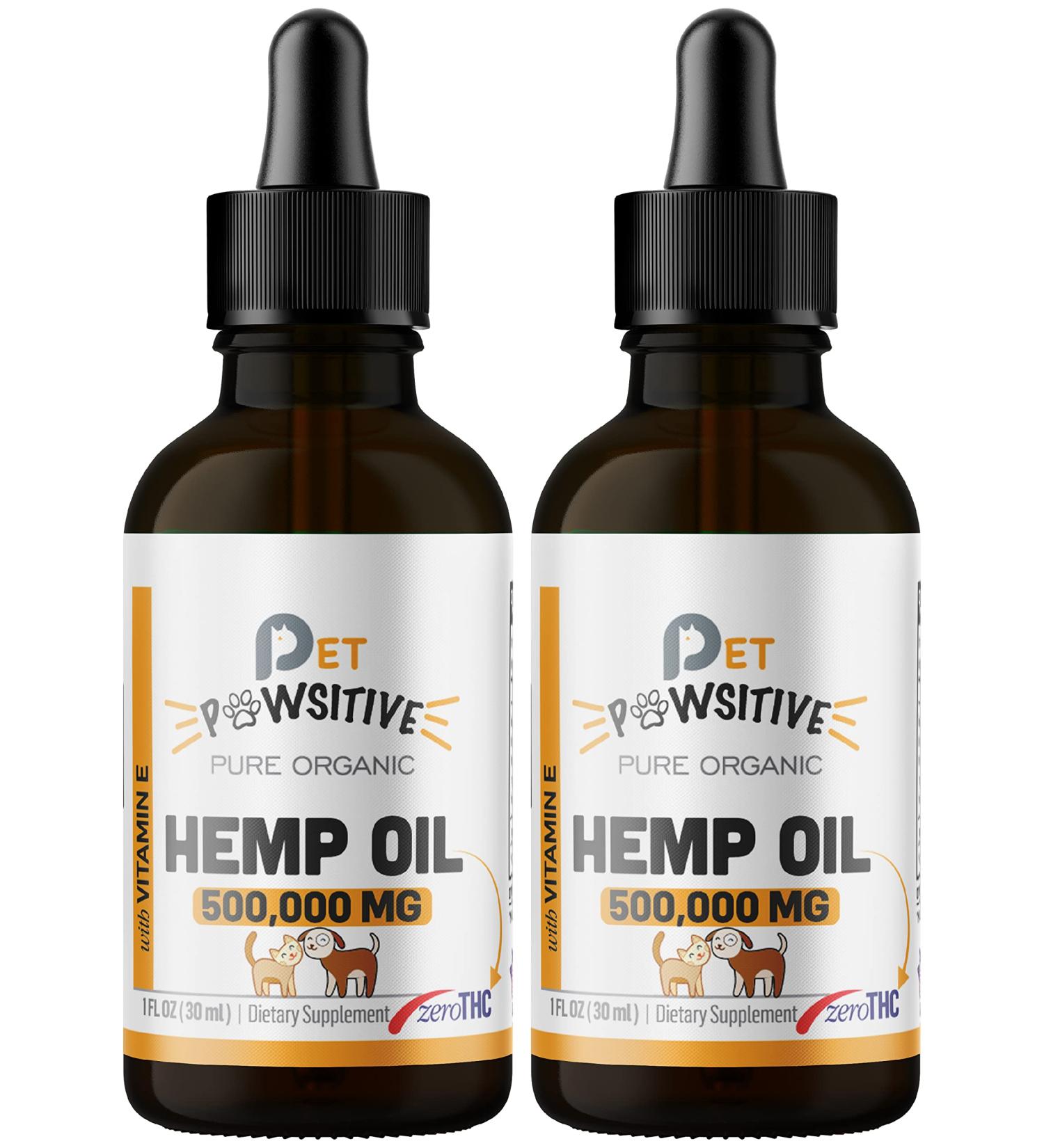 Pet Pawsitive Hemp Oil for Dogs and Cats - 2 Pack - Organic Hemp Drops with Omega 3 6 9 - Hip and Joint Support - Buy Online on GoSupps.com