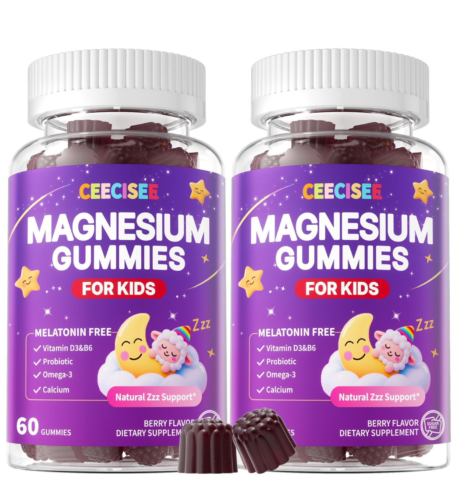 Magnesium Gummies Supplement for Kids 4+: Organic Chewable Supplement with Citrate Magnesium VitaminB6 D3 Zinc L-Theanine - Extra Strength Zzz Aid Overall Health Support for Kids(120Count) Berry 60 Count (Pack of 2) - Buy Online on GoSupps.com