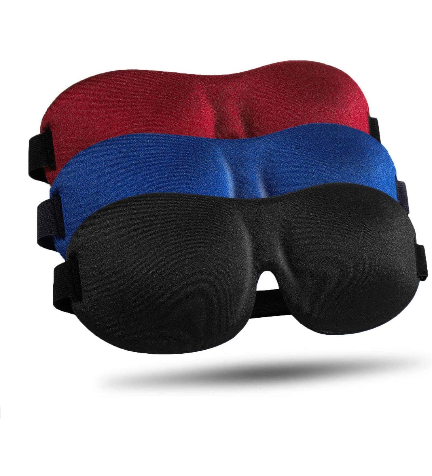 LKY DIGITAL Sleep Mask For Side Sleeper  -  Black & Blue & Red - Pack Of 3