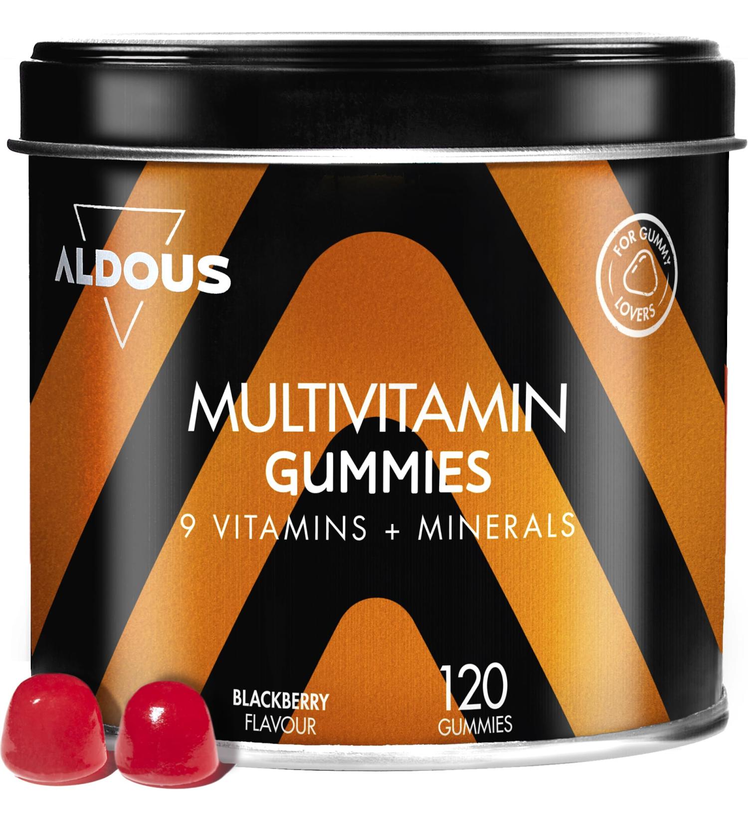 Multivitamin & Mineral Gummies | 120 Natural Blackberry Flavor Gummies | 12 Vitamins and Minerals | Vitamins C D B12 E A B6 B5 Biotin Folic Acid Zinc Iodine Choline - Buy Online on GoSupps.com