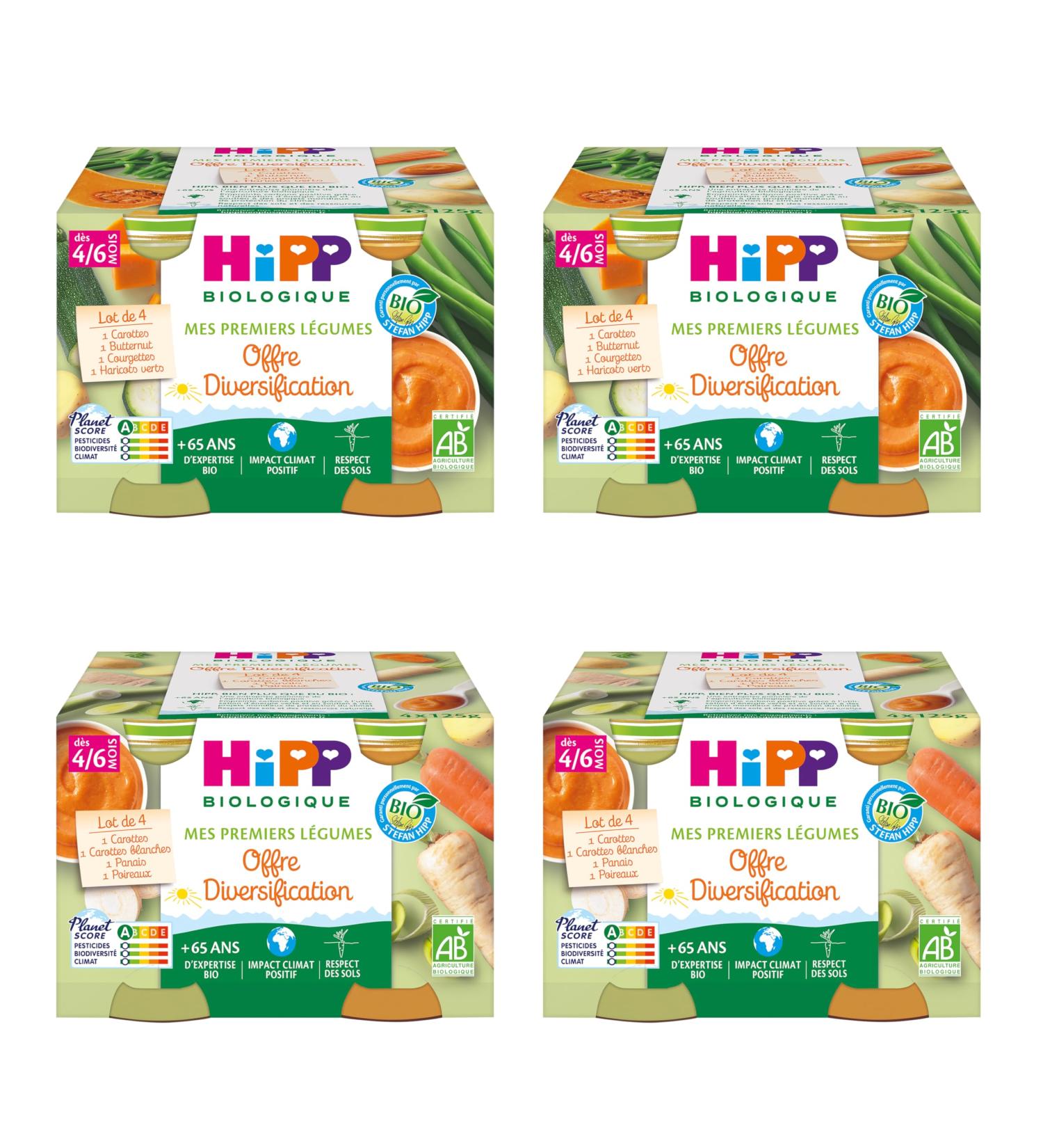 HiPP Biolologique Mes Premiers L gumes offers diversification legV1+legV3 from 4/6 months - 16 jars of 125 g - Buy Online on GoSupps.com