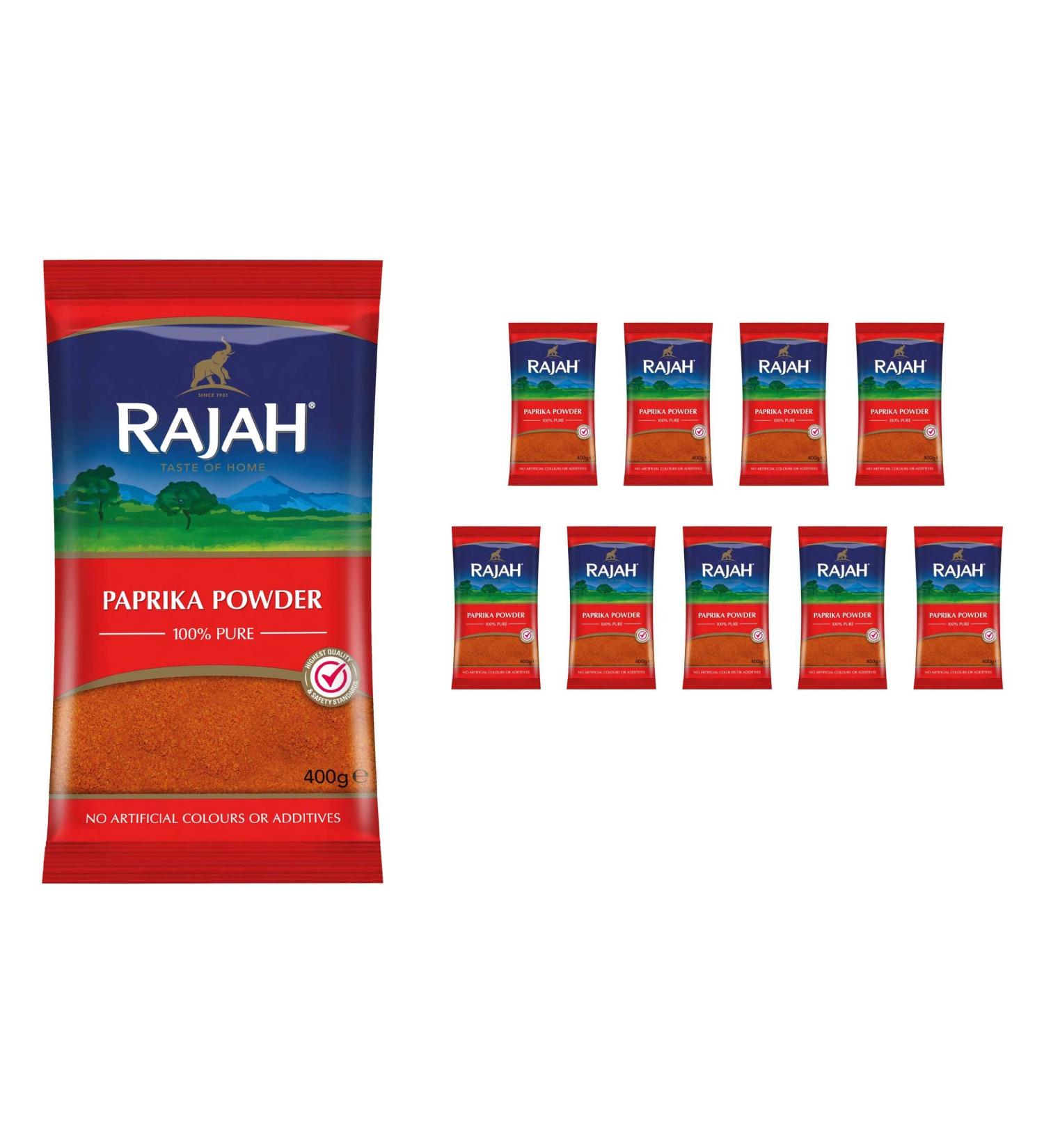 Rajah Spices Paprika Powder - Ground Paprika - 10 x 400g Pack - Buy Online on GoSupps.com