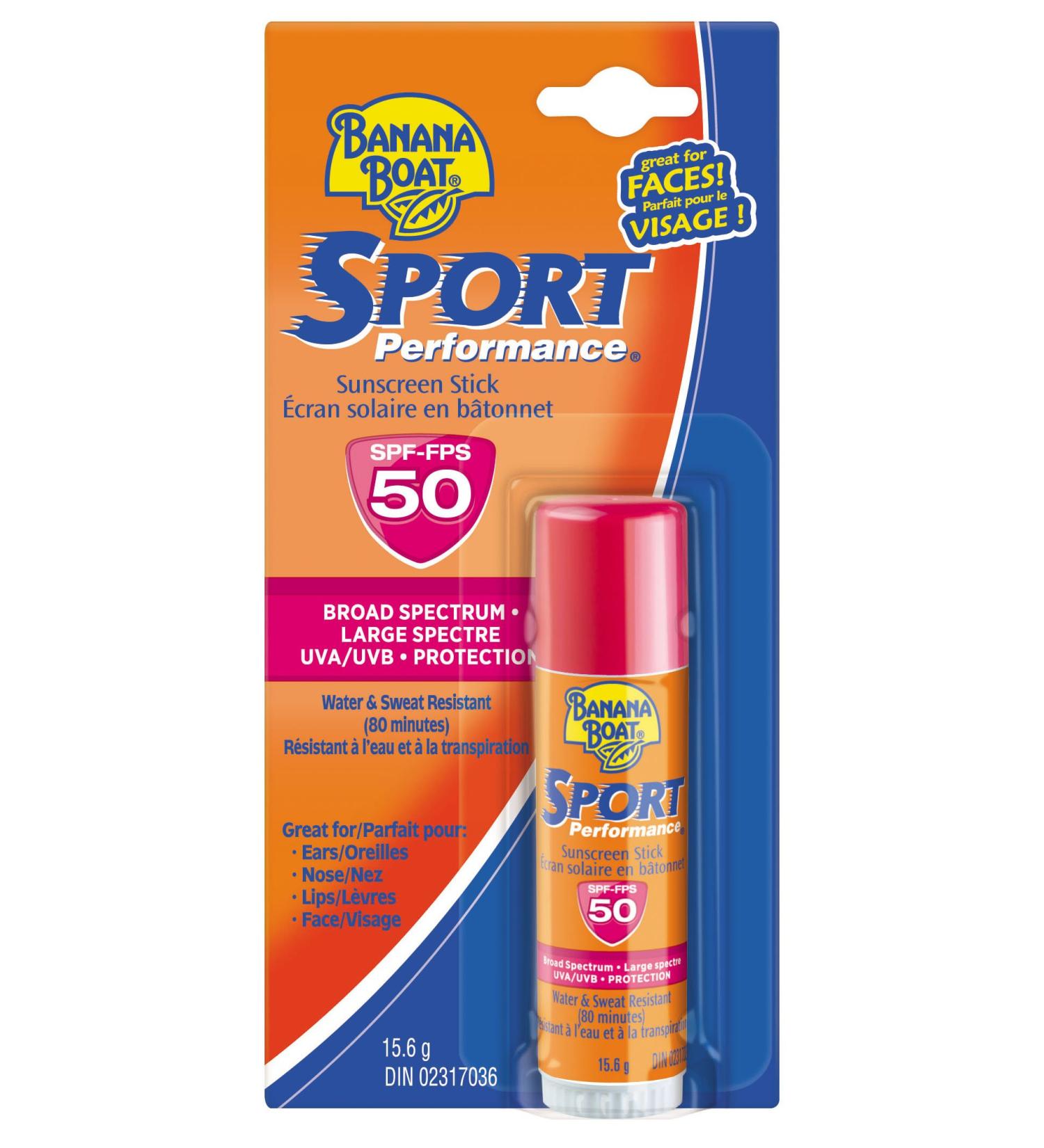 Banana Boat Sunscreen Sport Performance Broad Spectrum Sun Care Sunscreen Stick - SPF 50  0.55 Ounce