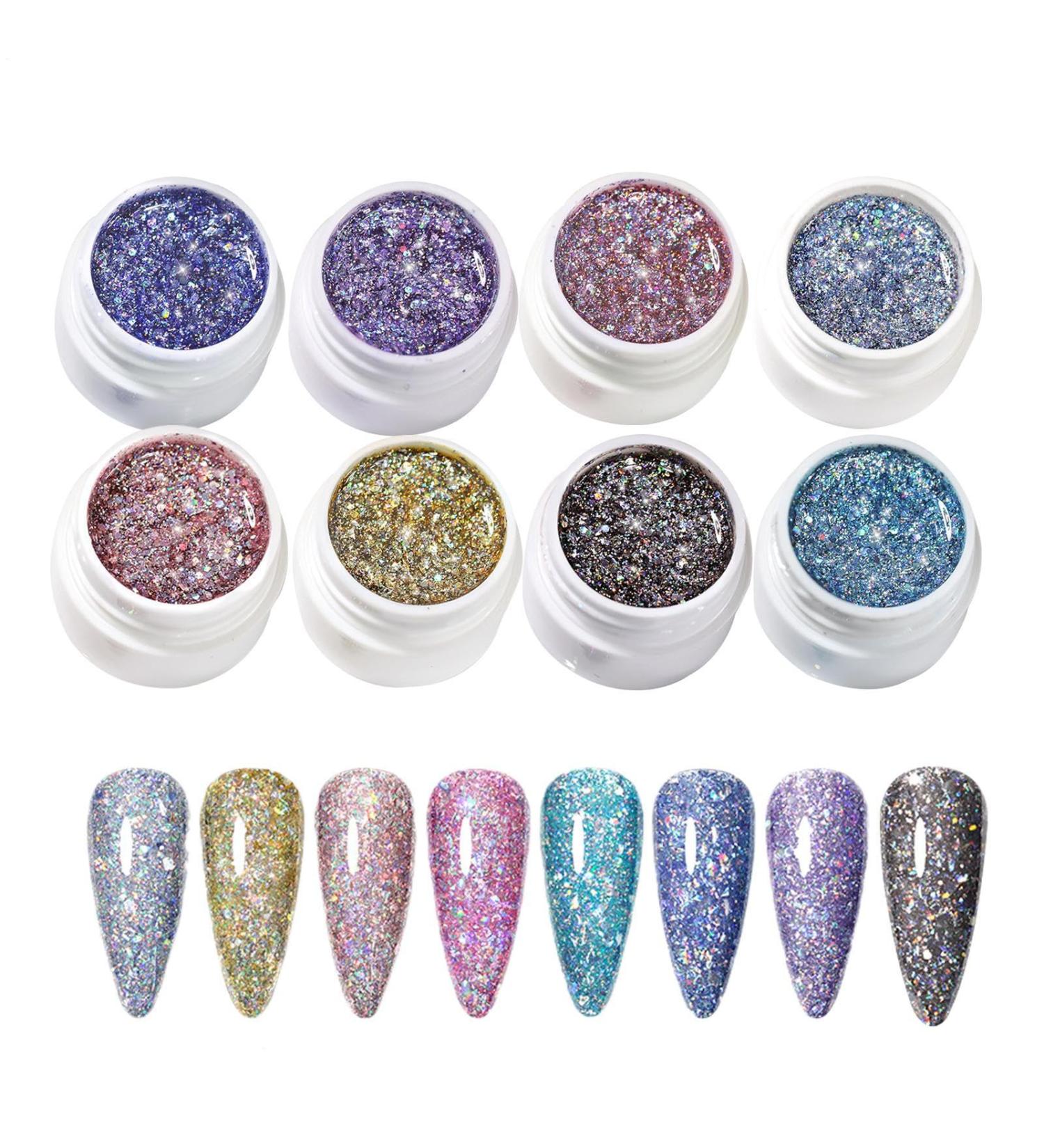  Missmisq Glitter Gel Sparkling Pedicure Gel | 8 Glitter Colors Kit for Nail Care Manicure and Pedicure Creations for Women - Buy Online on GoSupps.com