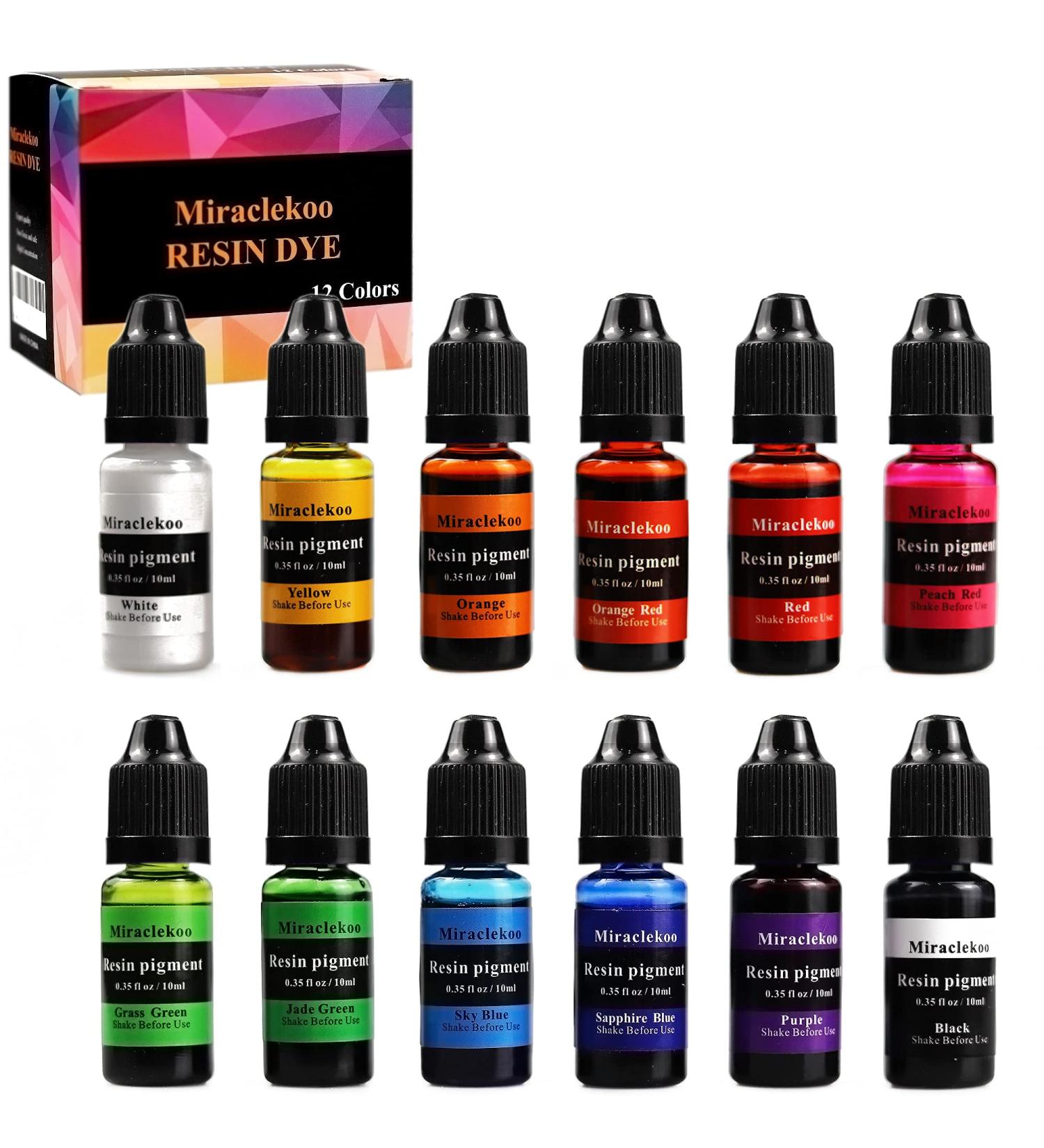 Epoxy Resin Color Dye Set - 12 Vivid Translucent Colors - 10ml Each - Buy Online on GoSupps.com
