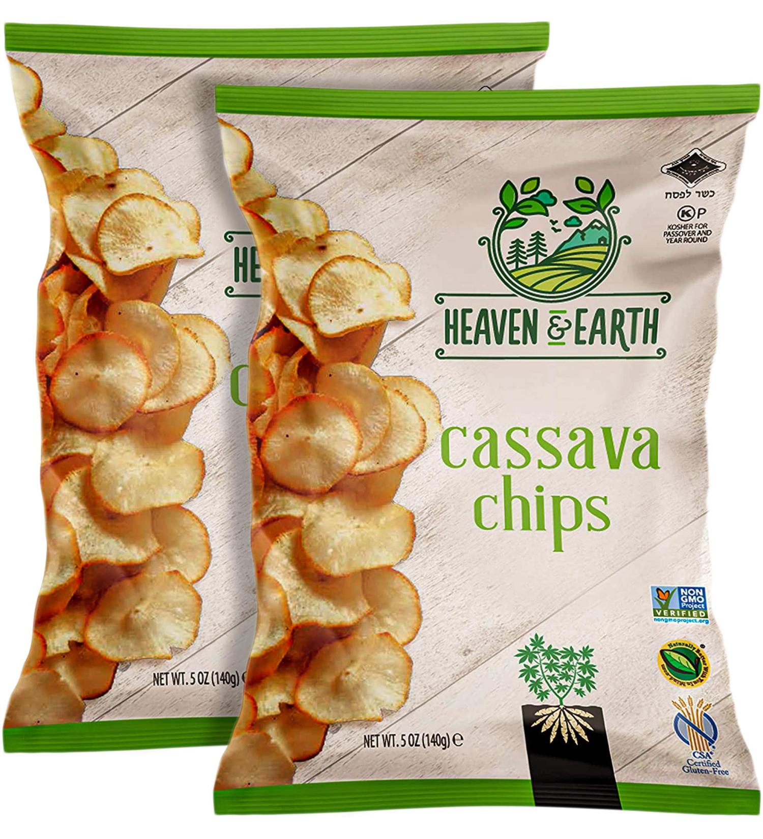 Heaven & Earth Cassava Chips 5oz (2 Pack) - Gluten Free Non GMO - 5 Ounce (Pack of 2) - Buy Online on GoSupps.com