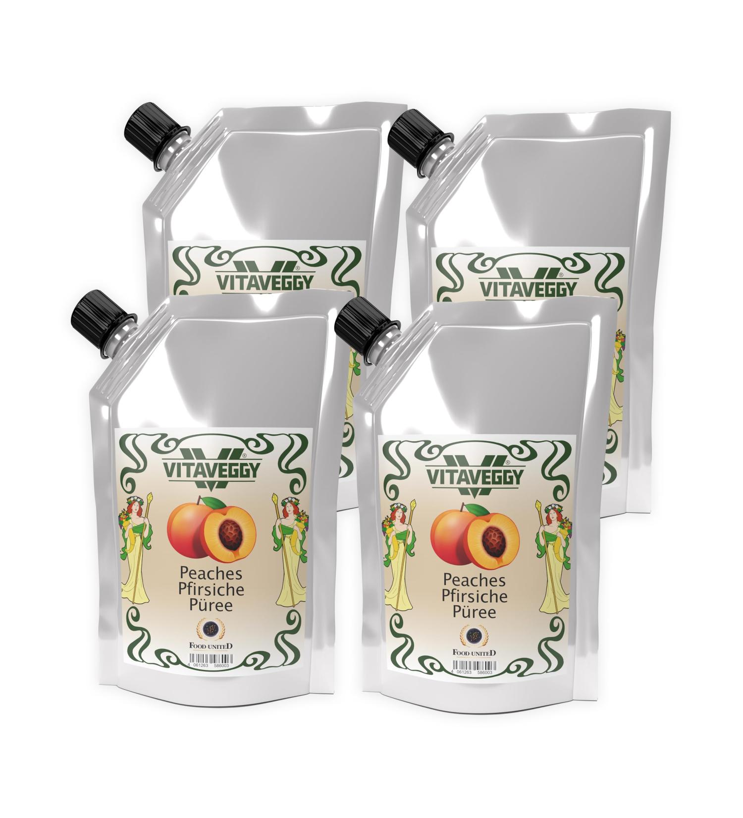 VitaVeggy Peach Puree 1kg - Pure White Peach Fruit Puree for Smoothies Juices Sauces & Sorbets - No Preservatives or Aroma - Food-United - Buy Online on GoSupps.com