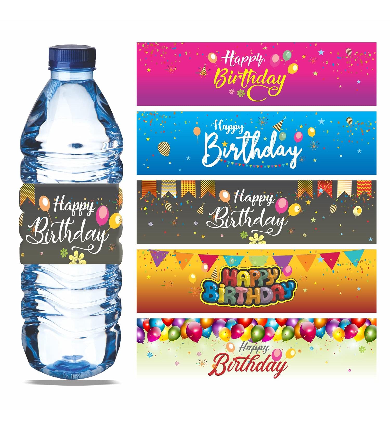 Happy Birthday Water Bottle Labels - Pack of 100 Wrappers for Party Decoration - Buy Online on GoSupps.com