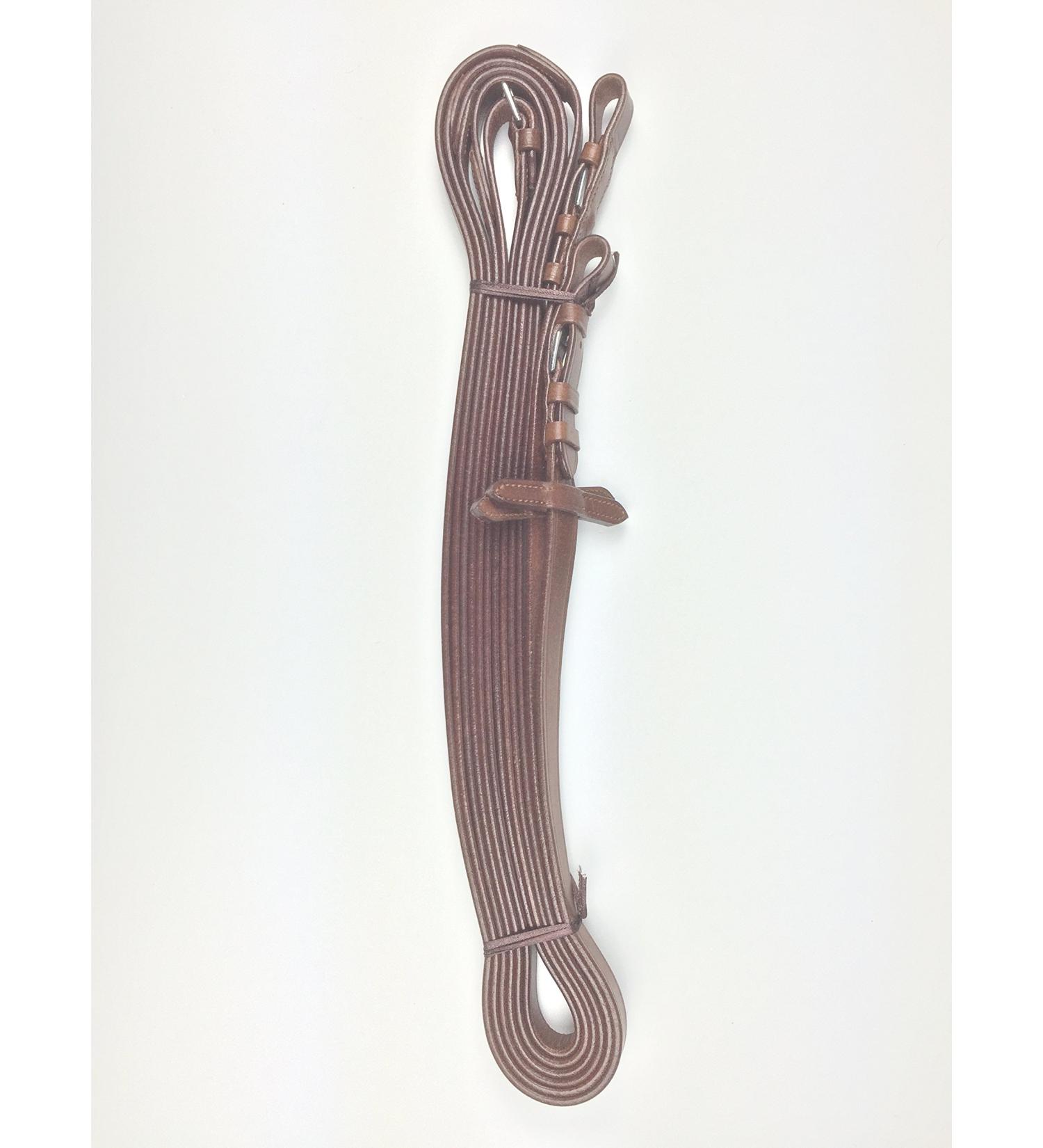 gs-sports reins long reins for ground work long reins 6 m long leather London -silver-colored buckles