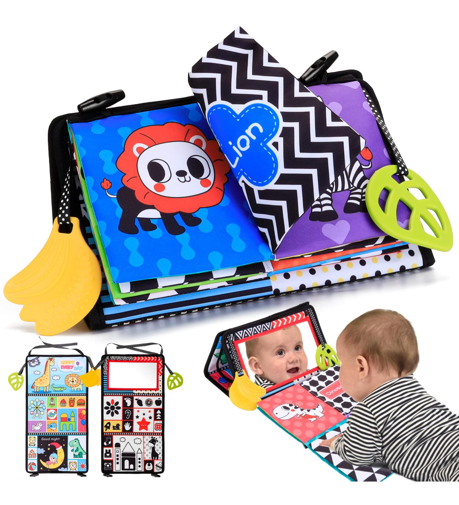 Sirecal Baby Spiegel Toy - Crackling Mirror & Contrast Fabric Books for 0-9 Months | Toddler Educational Toy - Buy Online on GoSupps.com