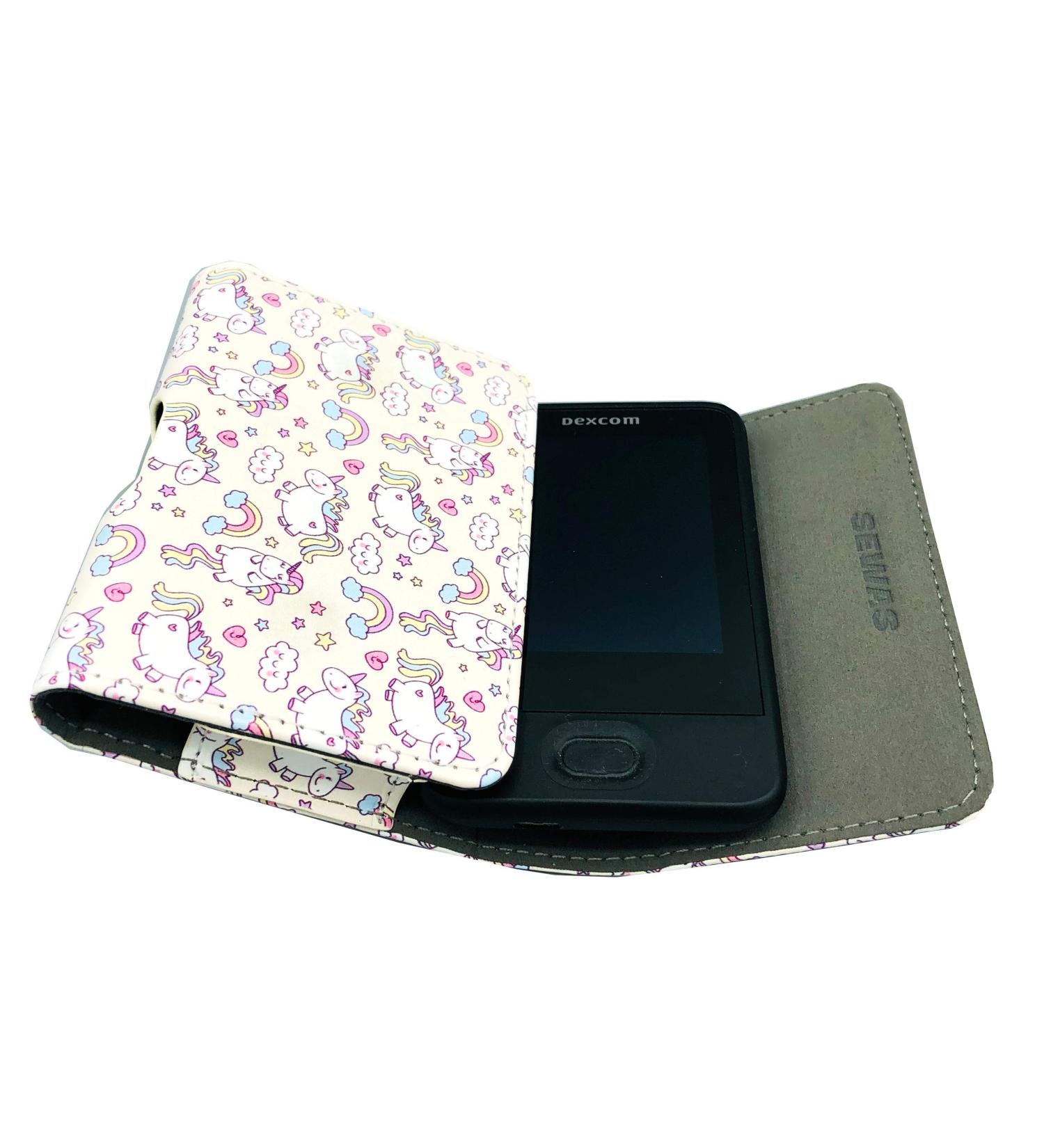 Sewas Diabetic Care Bag for Dexcom G6 | Stylish Belt Bag for Blood Sugar Meter | Cream White with Unicorn Motifs - Buy Online on GoSupps.com