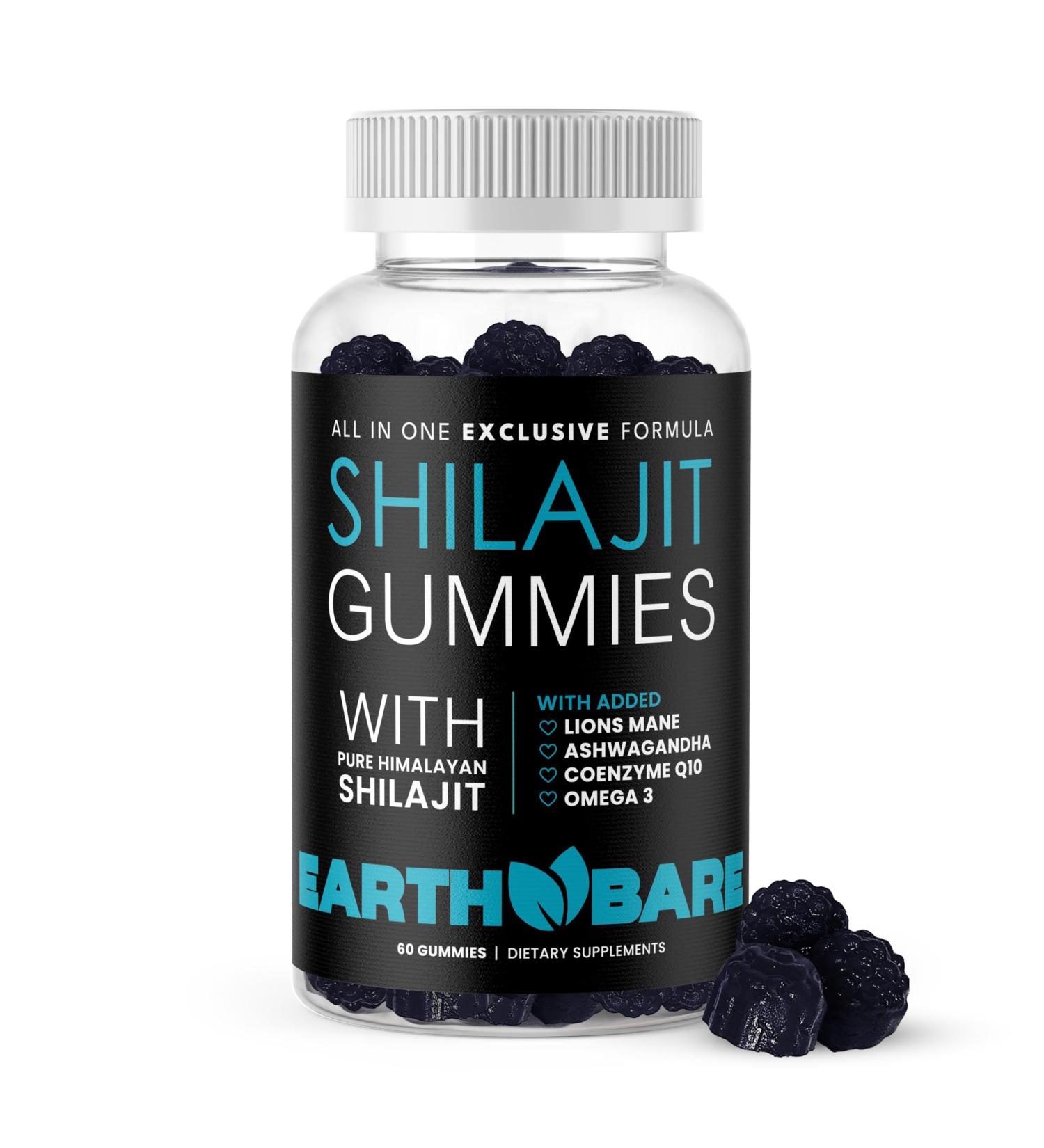 Earth Bare Himalayan Shilajit with Lion s Mane Ashwagandha CoQ10 and Omega-3 Premium Exclusive Gummies for Energy Focus and Wellness - 60 Count - Buy Online on GoSupps.com