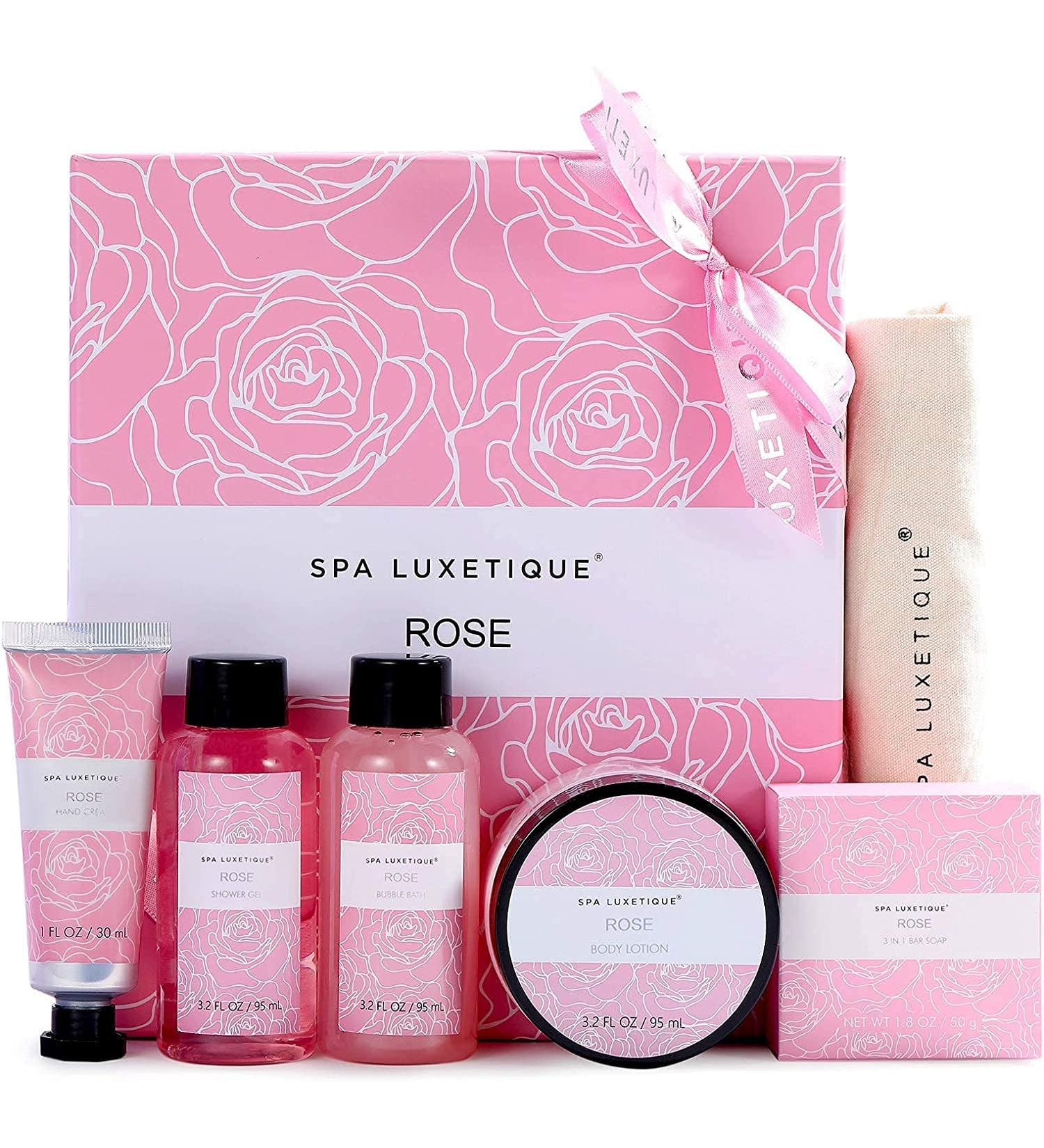 Luxetique Spa Bath Gift Set for Women - 6-Piece Rose Fragrance Travel Size Collection | Ideal Mother's Day Gift - Buy Online on GoSupps.com