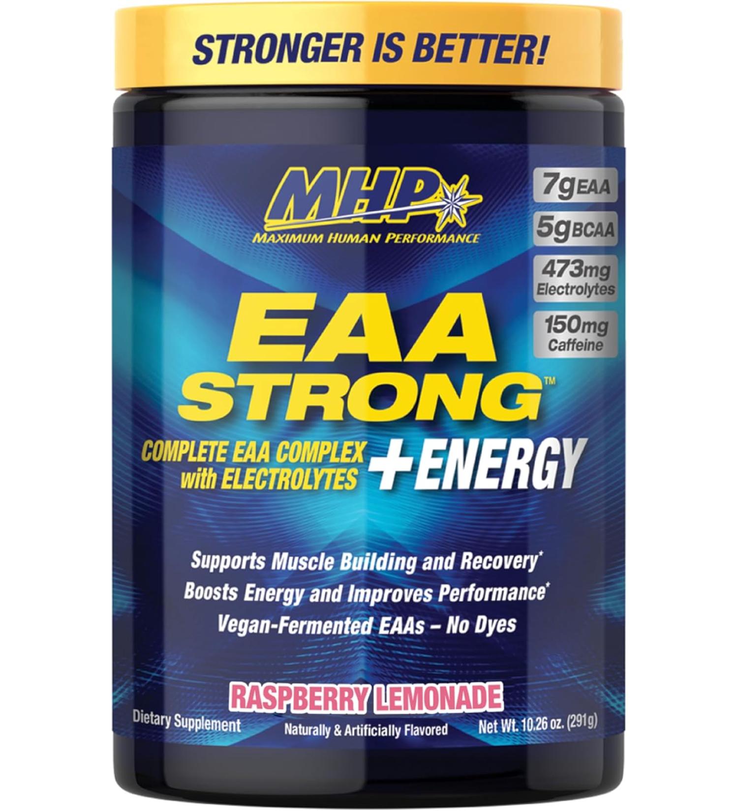 MuscleMeds Maximum Human Performance EAA Strong Energy EAA Supplement All 9 EAAs BCAAs Electrolytes Coconut Water Pre-Workout Enhances Muscle Building 30 Serves - 10.26 Oz - Buy Online on GoSupps.com