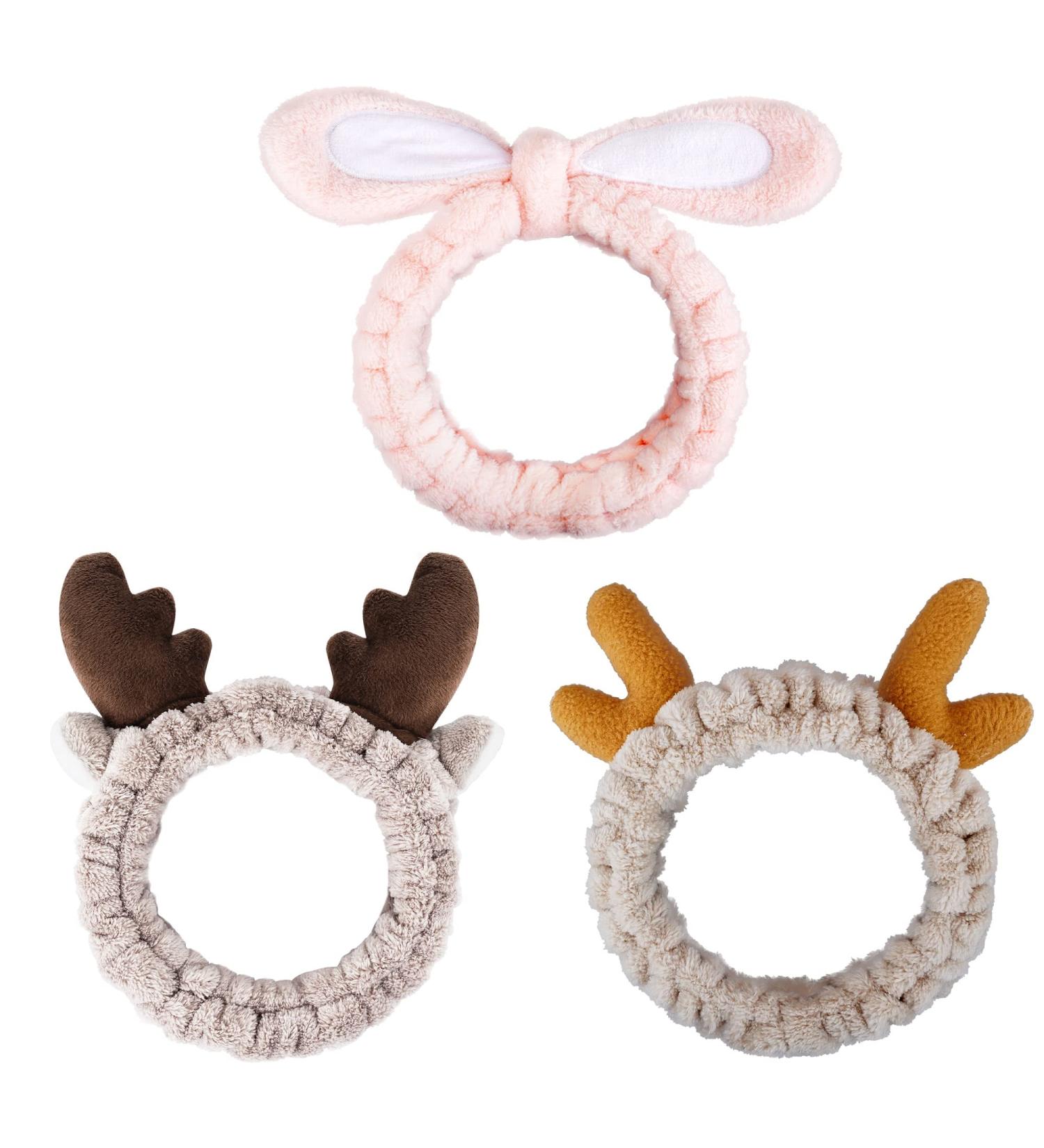 3-Piece Hair Band Set for Makeup - Khaki Brown & Pink | Women s Cosmetics & Sleeping Hair Bands - Buy Online on GoSupps.com