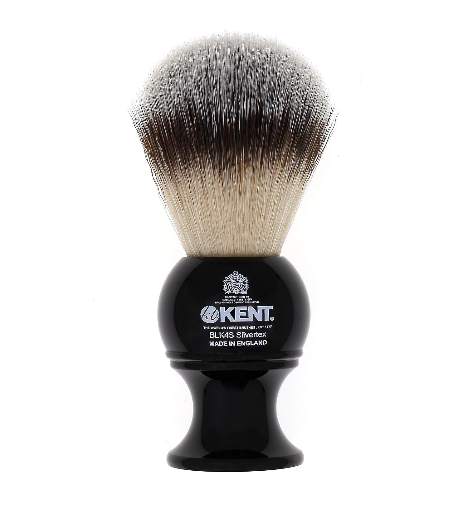 Kent BLK4S Silvertext Synthetic Shaving Brush with Black Resin Handle - Luxury Shaving Tool for Perfect Lather - Made in England - Buy Online on GoSupps.com