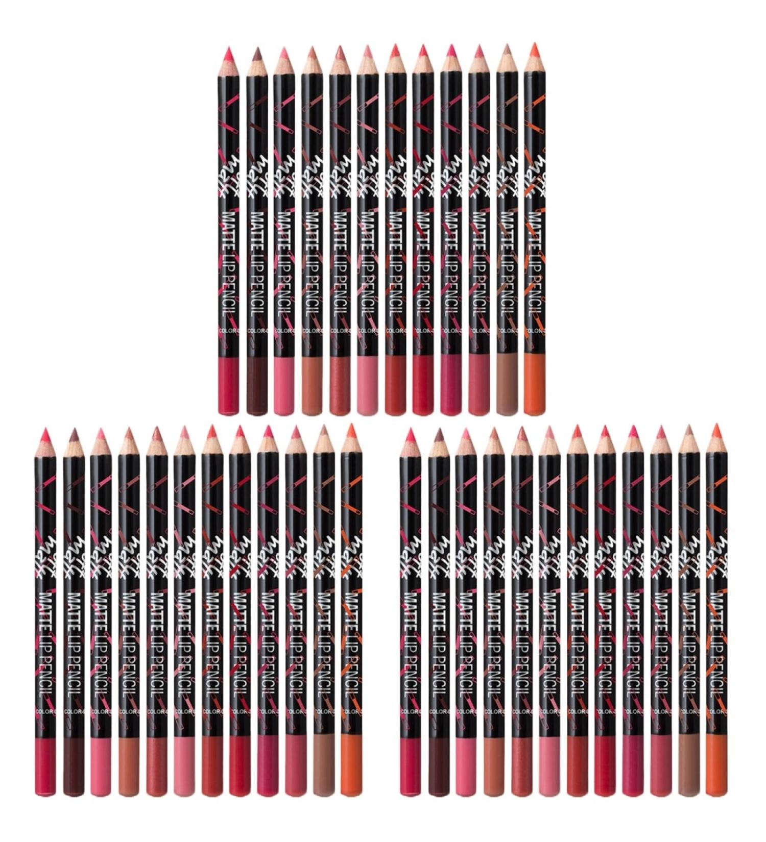 KALLORY Black Lipstick Black Colored Pencils 36 pcs and Liners Pen Shaping Matte Lipstick Makeup Women Liner for Lip Girls Pencil Colors Matte Eyeliner Black Pencils 1 count (Pack of 1) As Shownx3pcs - Buy Online on GoSupps.com