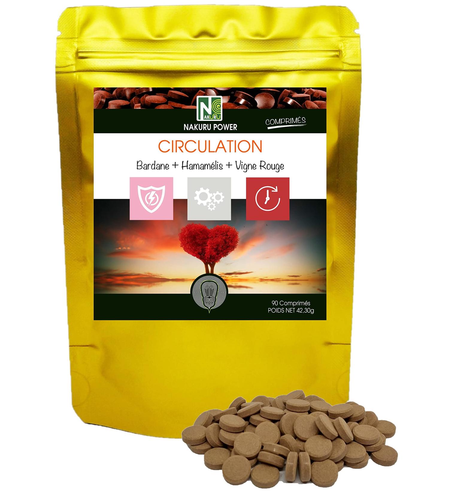 NAKURU | Traffic Burdock + Witch Hazel + Red Vine | Power Range | Made in France | (90 Tablets of 470mg / Net Weight: 42g) - Buy Online on GoSupps.com