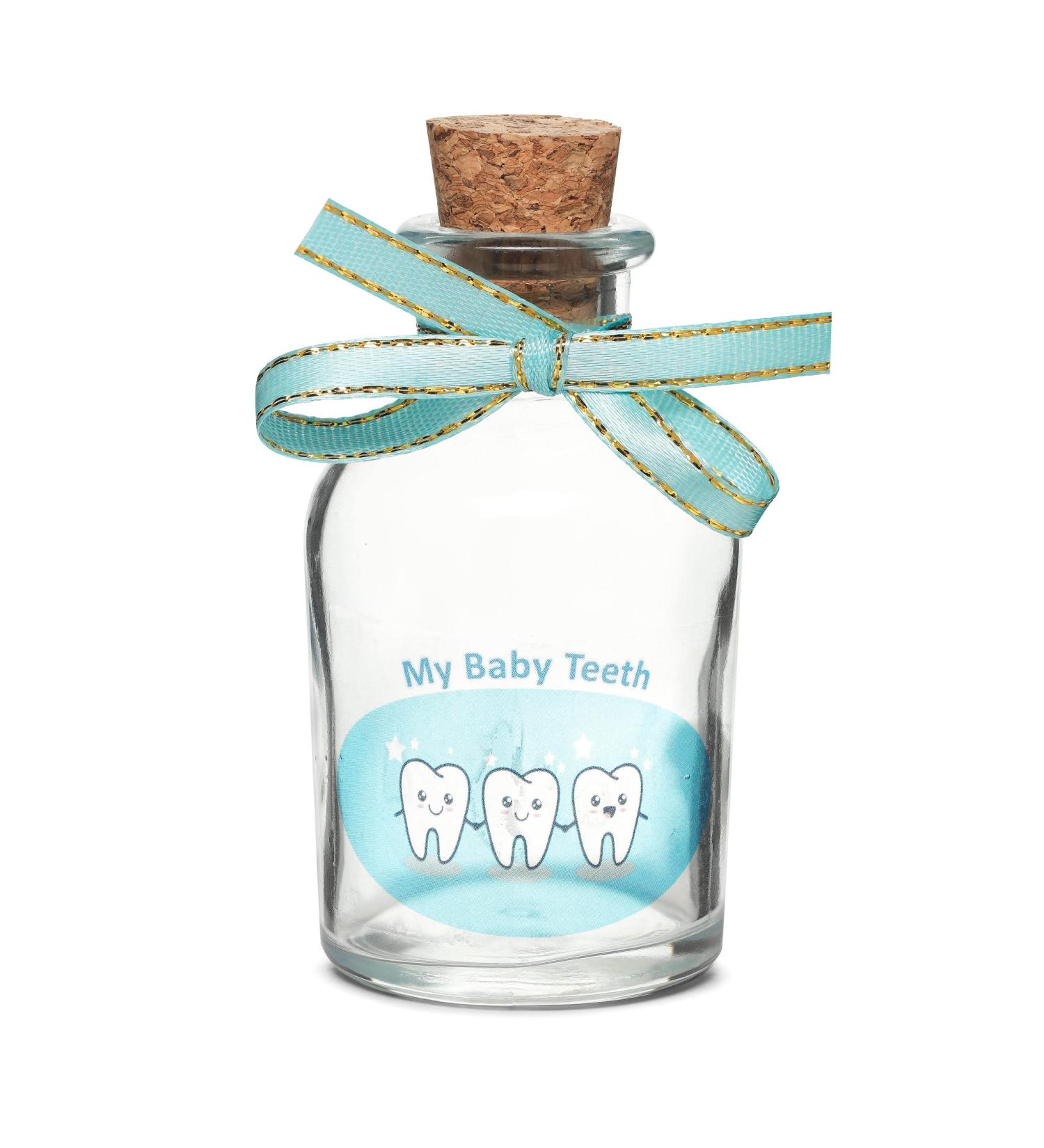 Baby Teeth Keepsake Glass Holder | Boy/Girl Tooth Fairy Gift | Blue - Buy Online on GoSupps.com