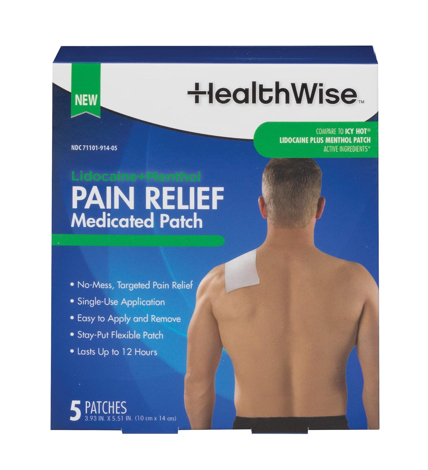 HealthWise Maximum Strength Pain Relief 4% Lidocaine Plus 1% Menthol Pain Relief Patch