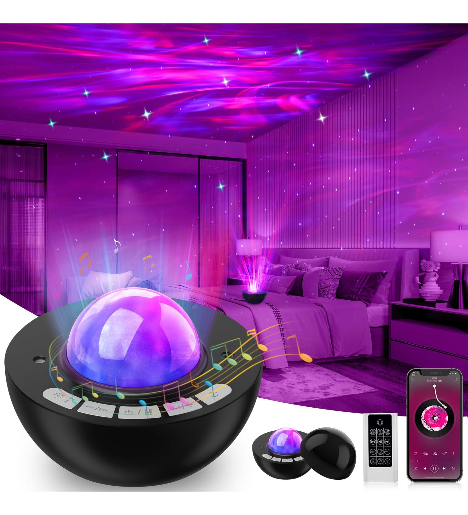 Galaxy Projector with LED Nebula Cloud Night Light, Remote Control, White Noise, Timer, Bluetooth Speaker - Black | Home Theater & Party Room Decor - Buy Online on GoSupps.com