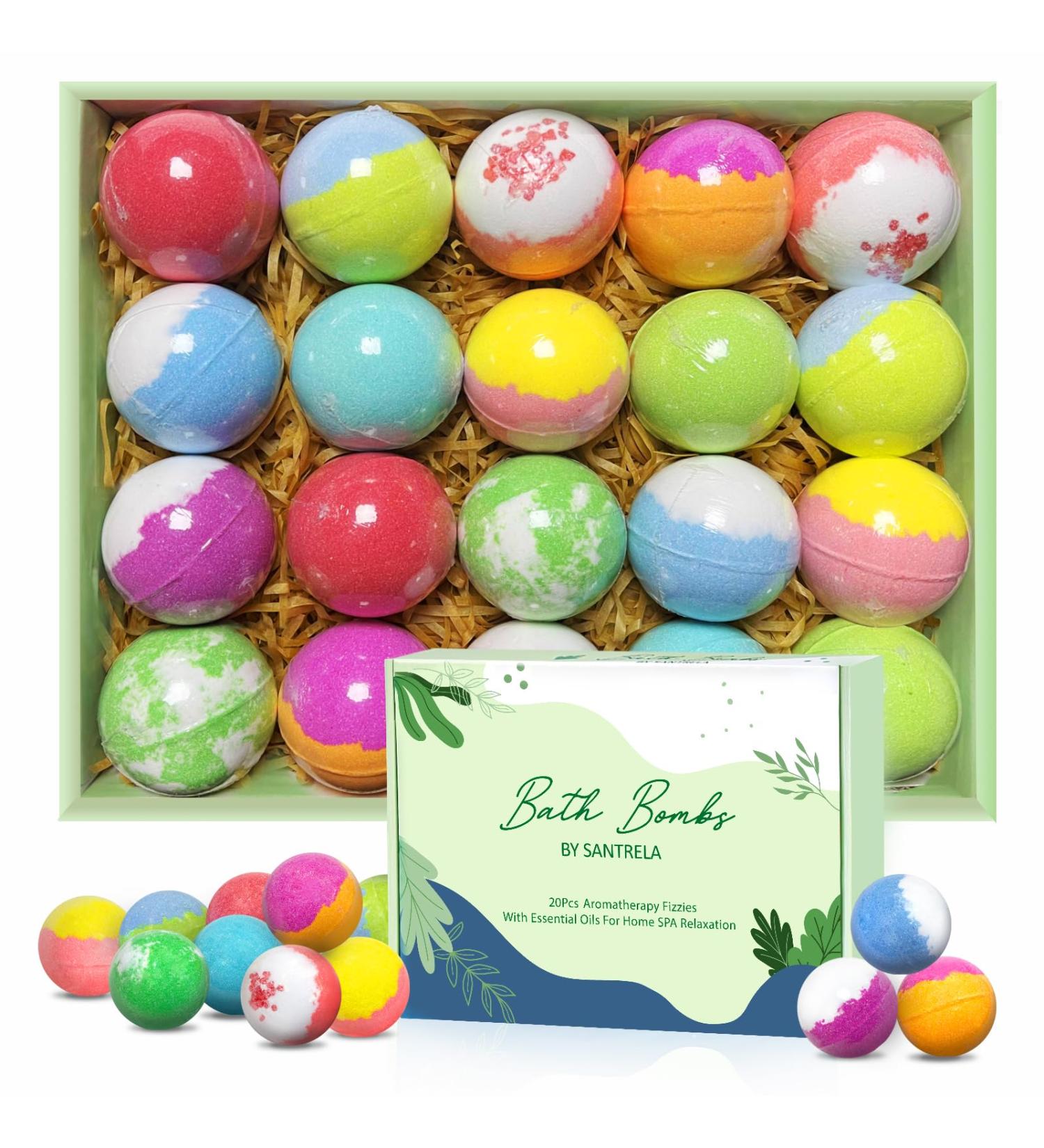 Bath Bombs Gift Set - 20 Organic Essential Oil Bath Bombs for Relaxation | Perfect Spa Gifts for Women Girls Mom & Special Occasions - Buy Online on GoSupps.com